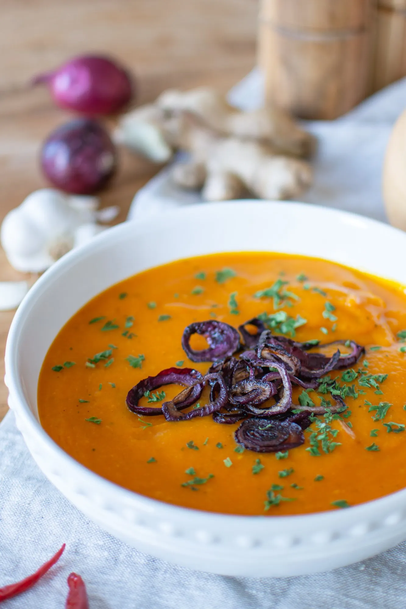 Pumpkin and Carrot Soup with Mascarpone