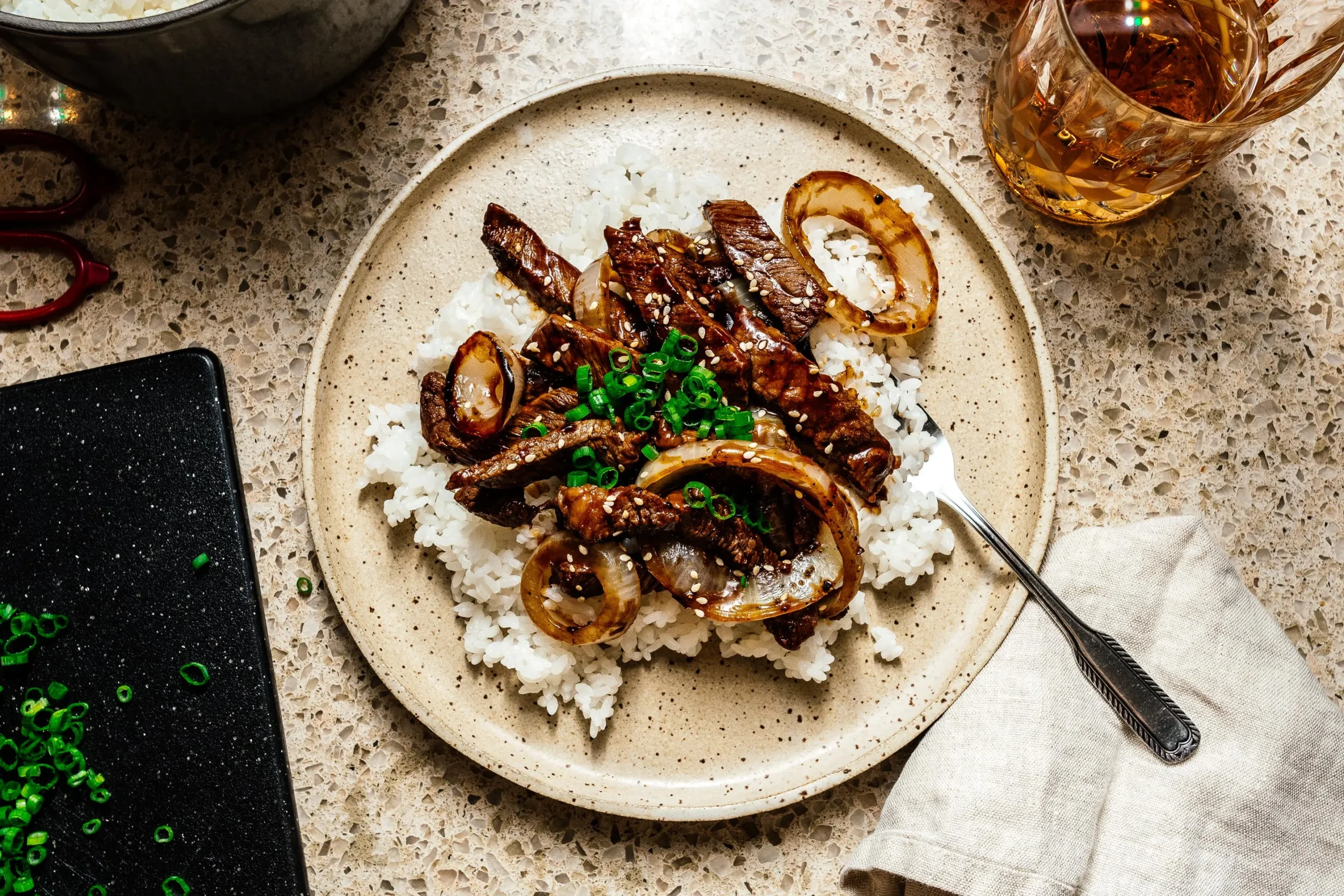 Quick and Easy Ginger Beef and Onion Stir Fry