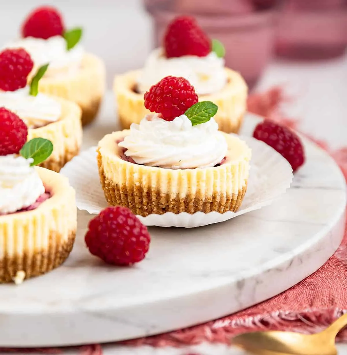 Raspberry Curd Mini Cheesecakes