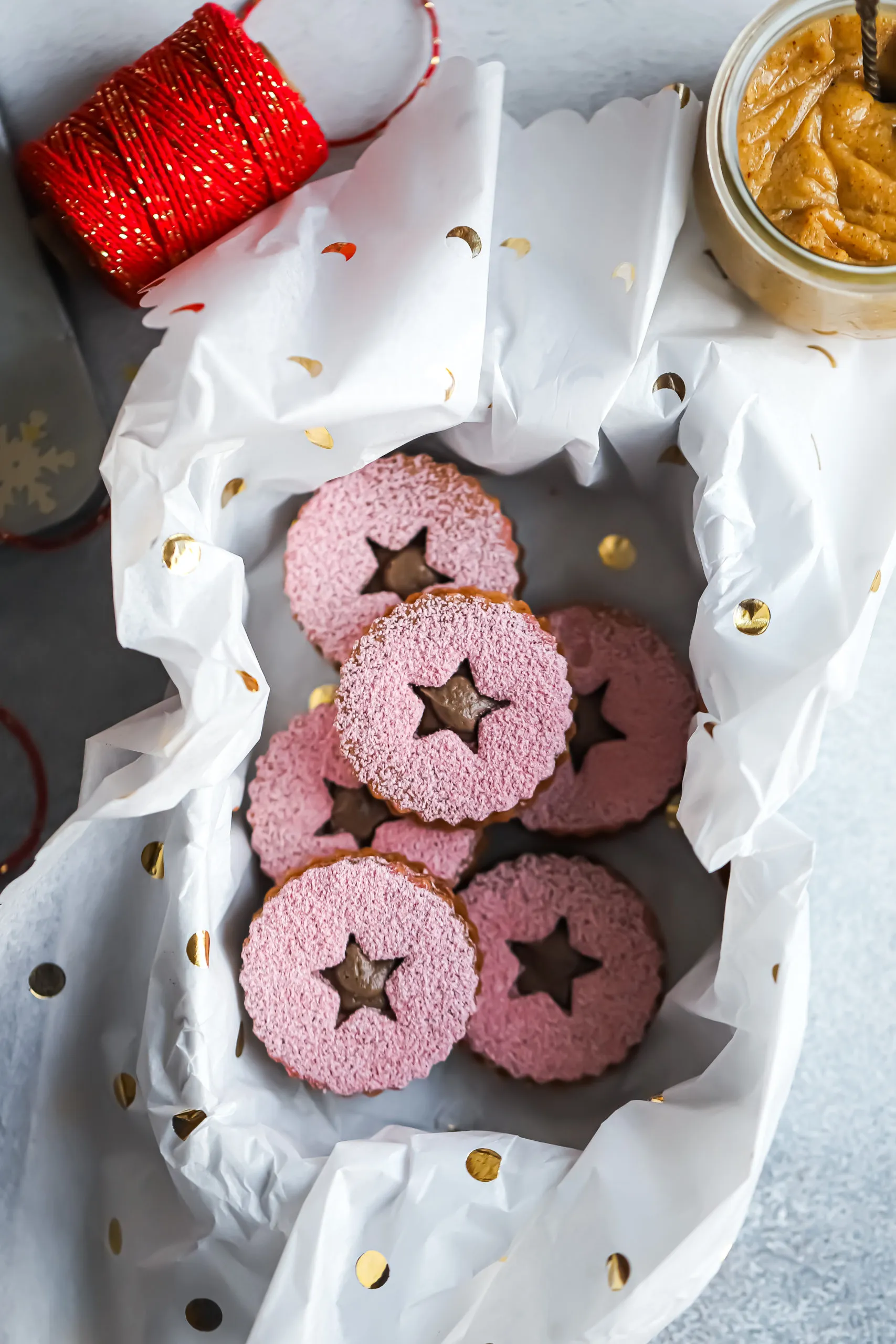 Raspberry Hazelnut Linzer Cookies