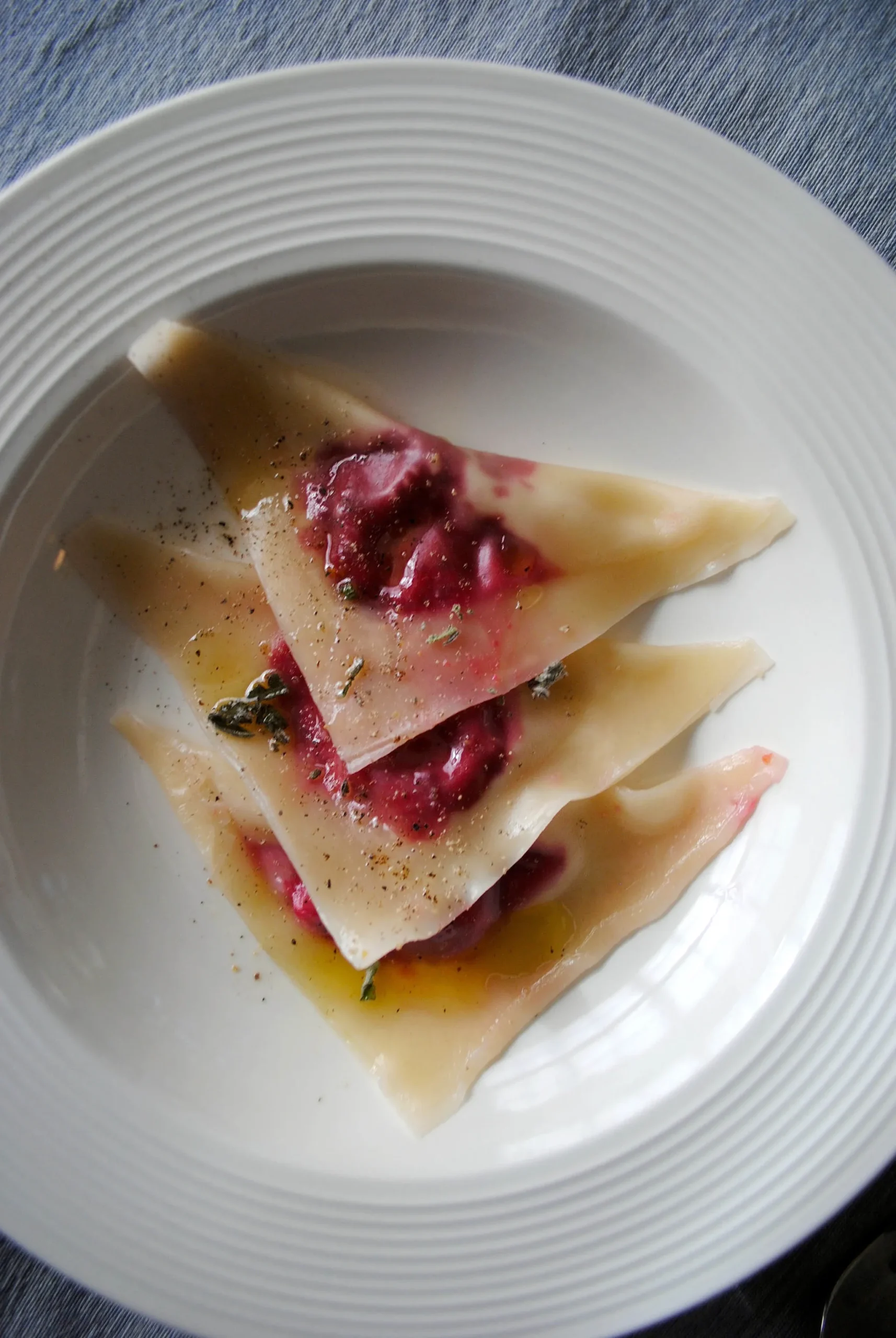 Ravioli Bundles of Roasted Beets