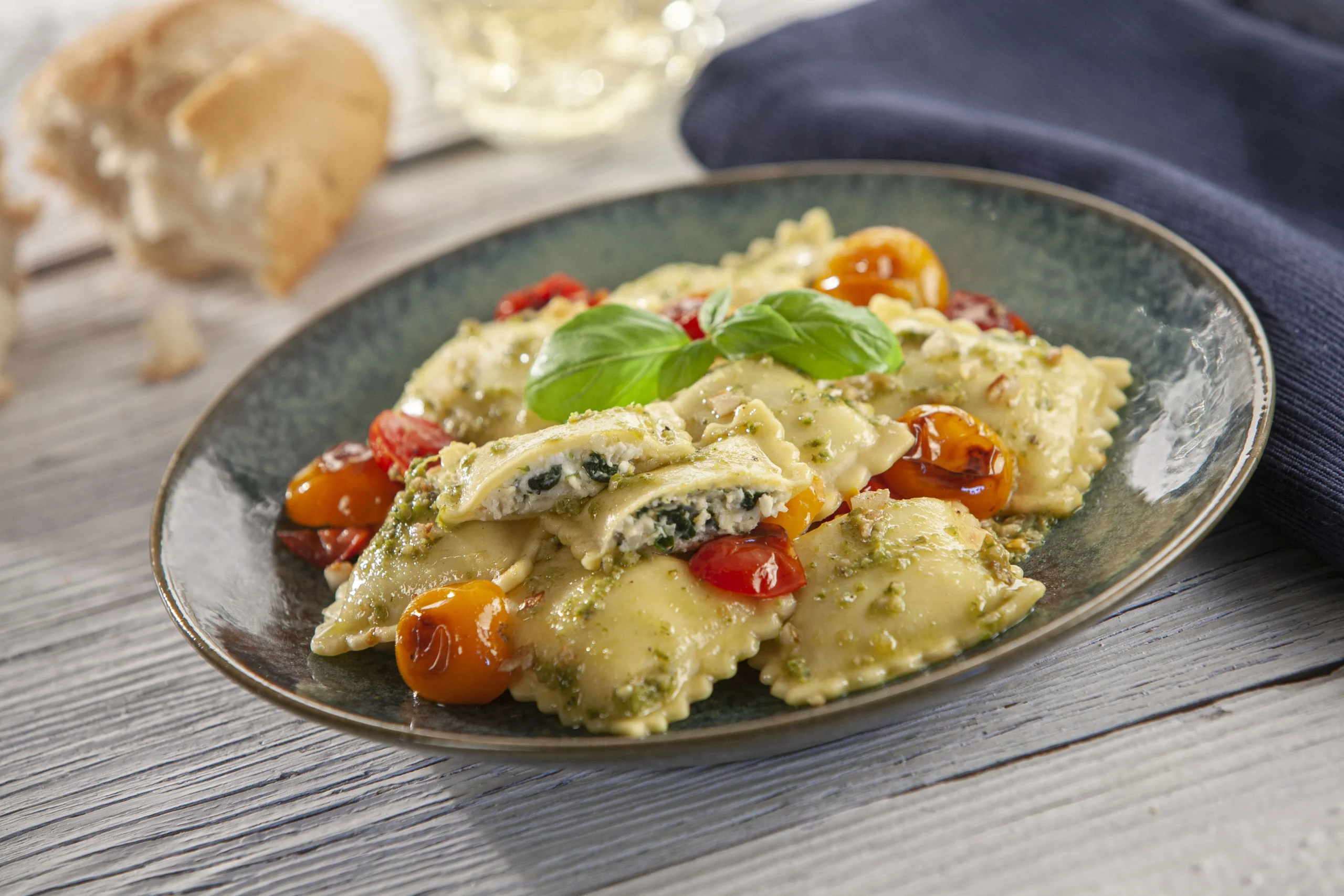 Ravioli with Spinach Pesto