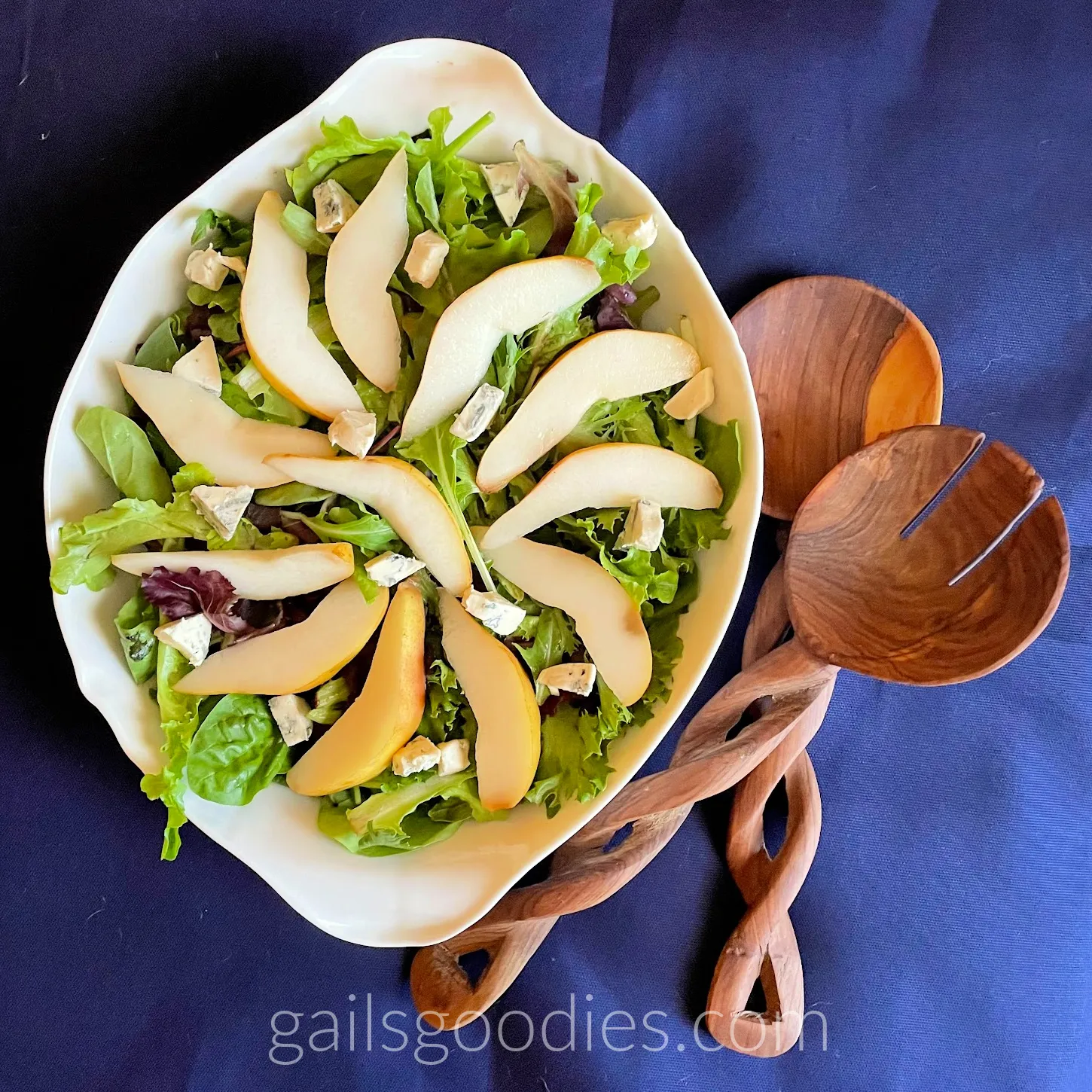 Raw Kale Pear Blue Cheese Salad with Lemon Vinaigrette