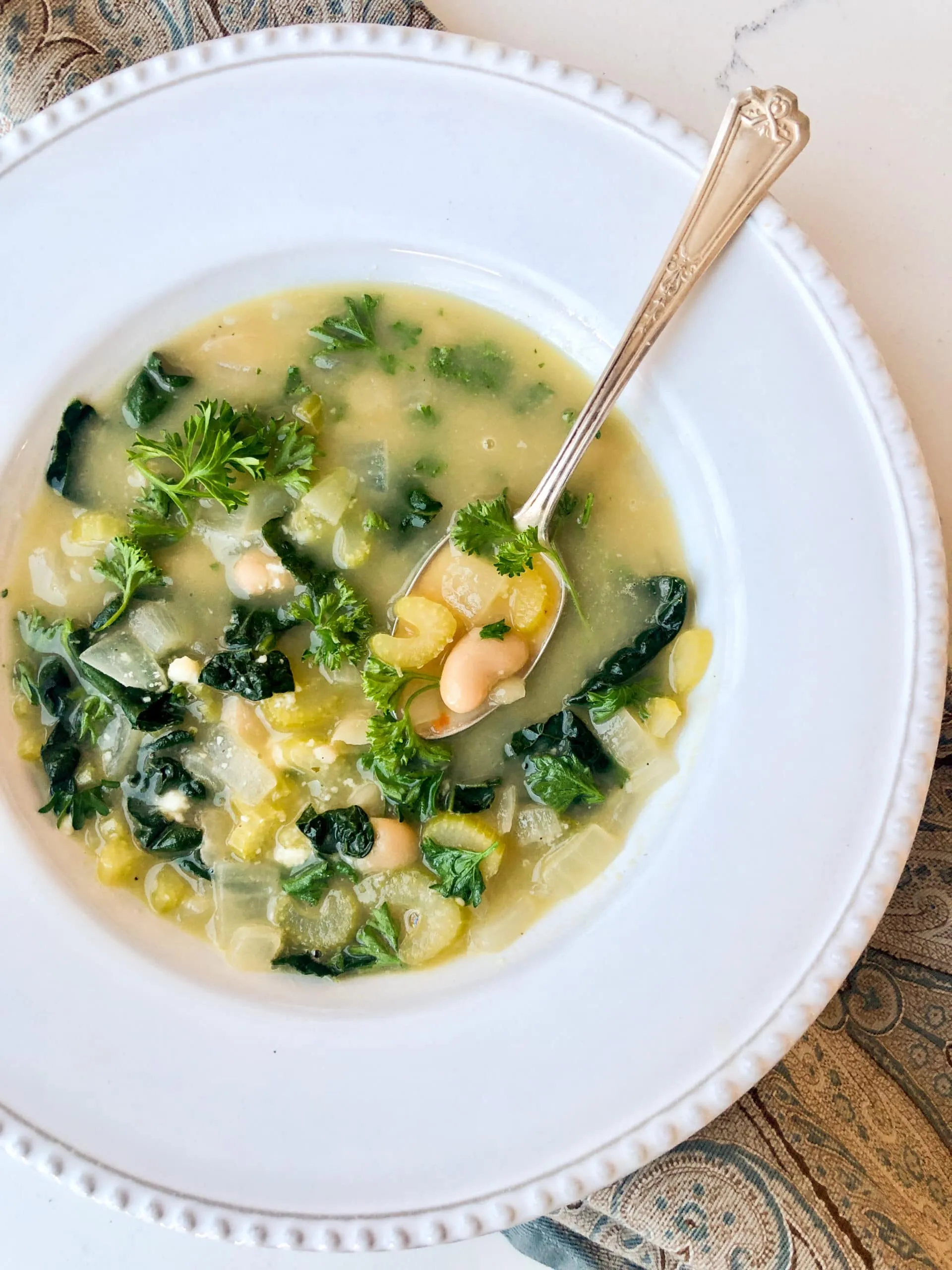 Red Kale Mustard Green White Bean Soup