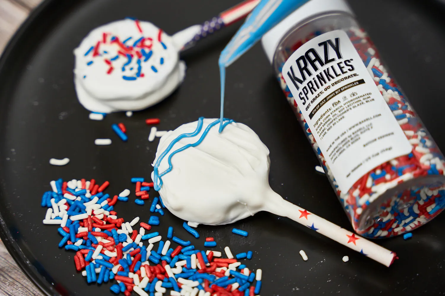 Red White and Blue Oreo Cookie Pops