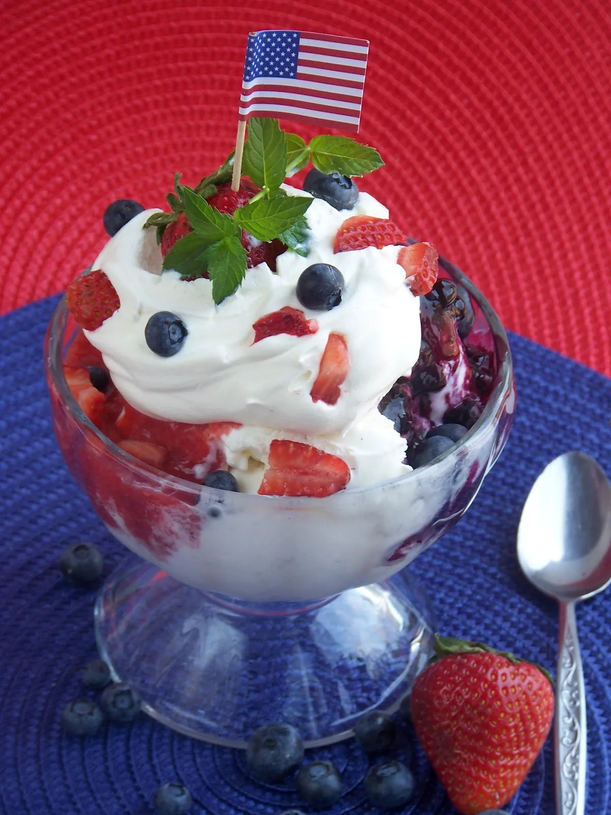 Red White and Blueberry Sundaes