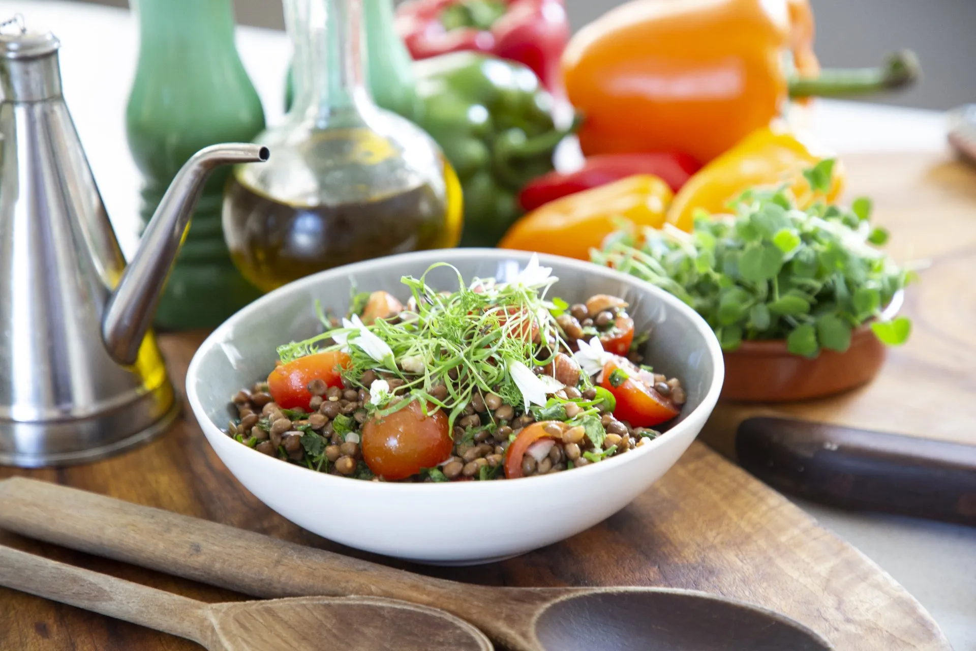 Red and Black Lentil Salad with Capers