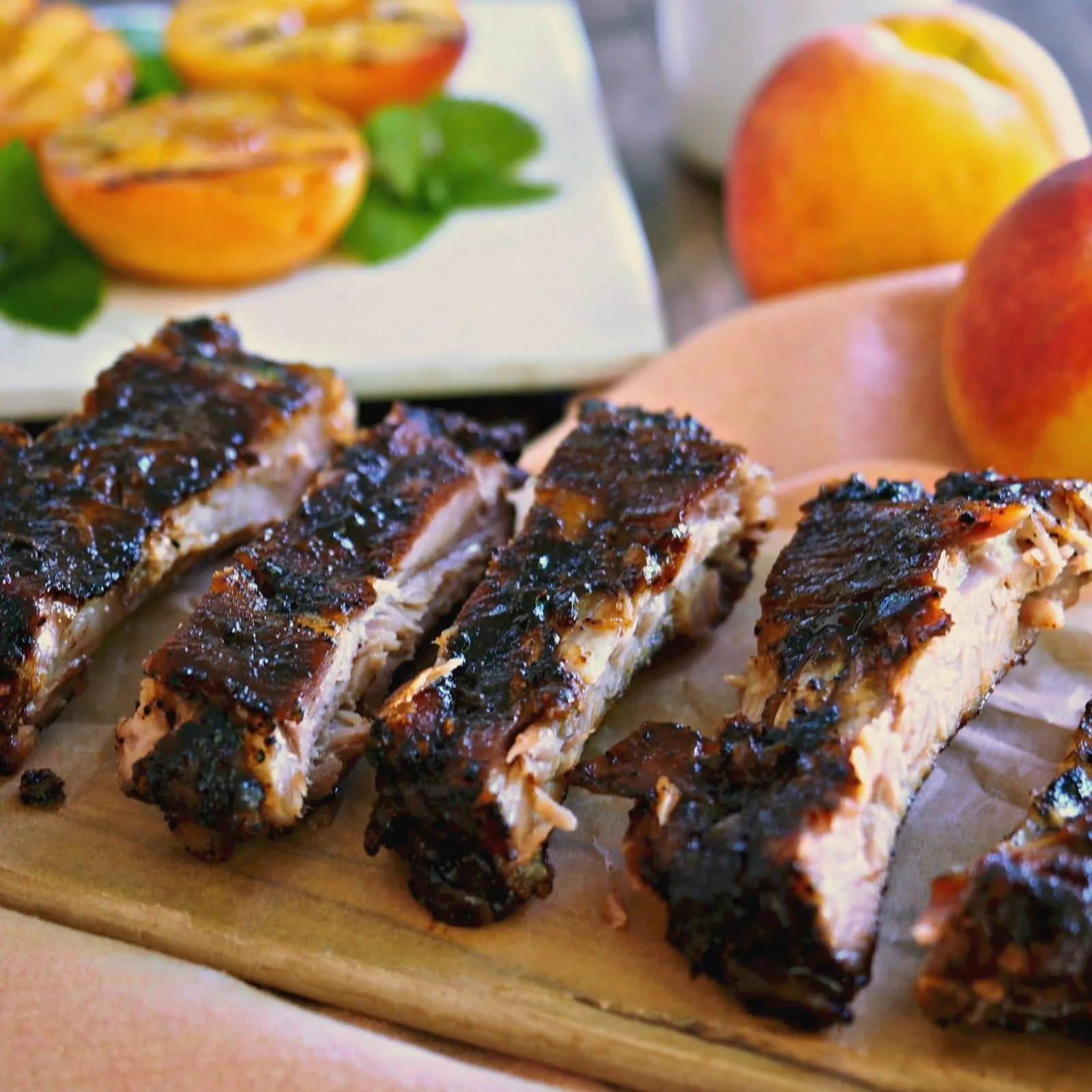Ribs with Peach Bourbon Sauce