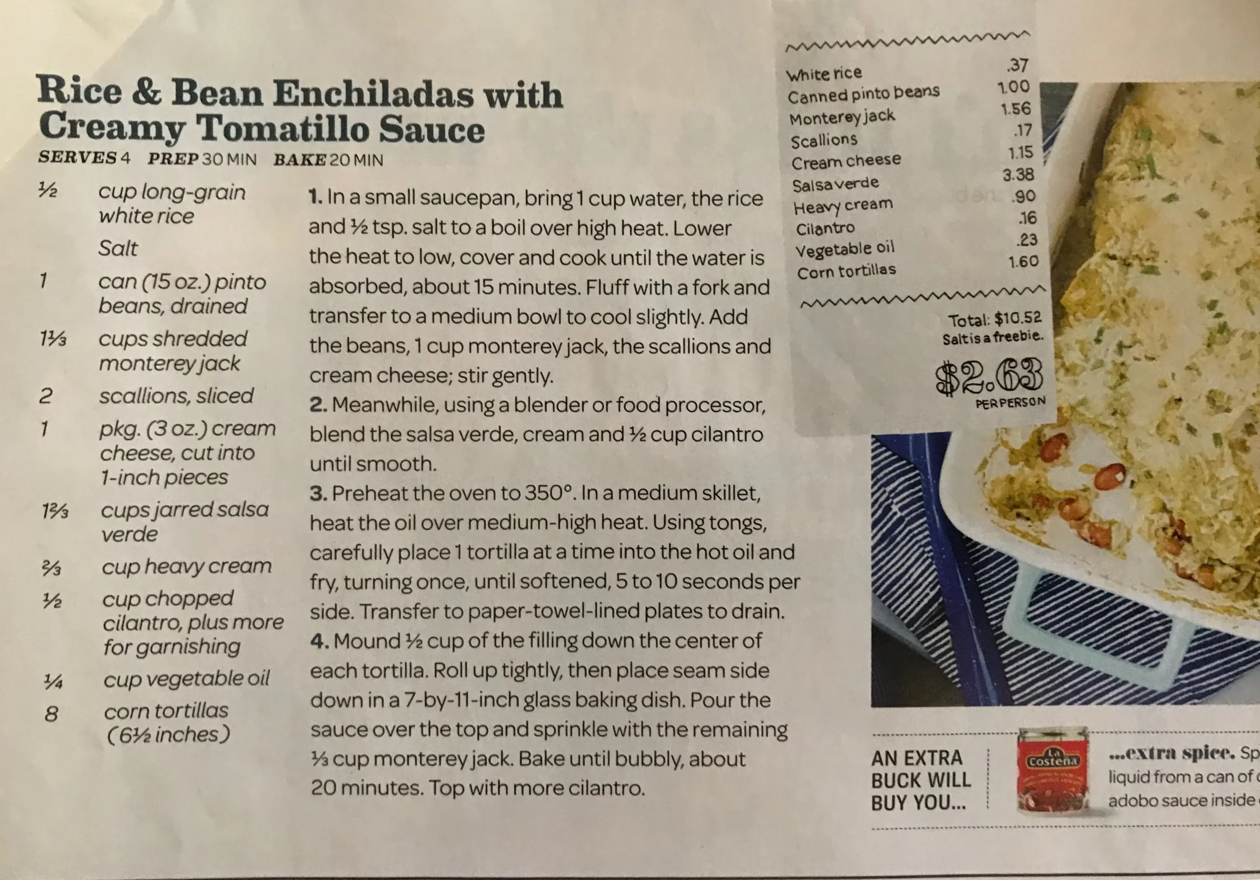 Rice Bean Enchiladas with Creamy Tomatillo Sauce