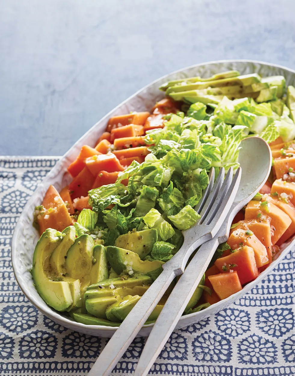 Ripe Papaya and Avocado Salad with Black Salt Dressing