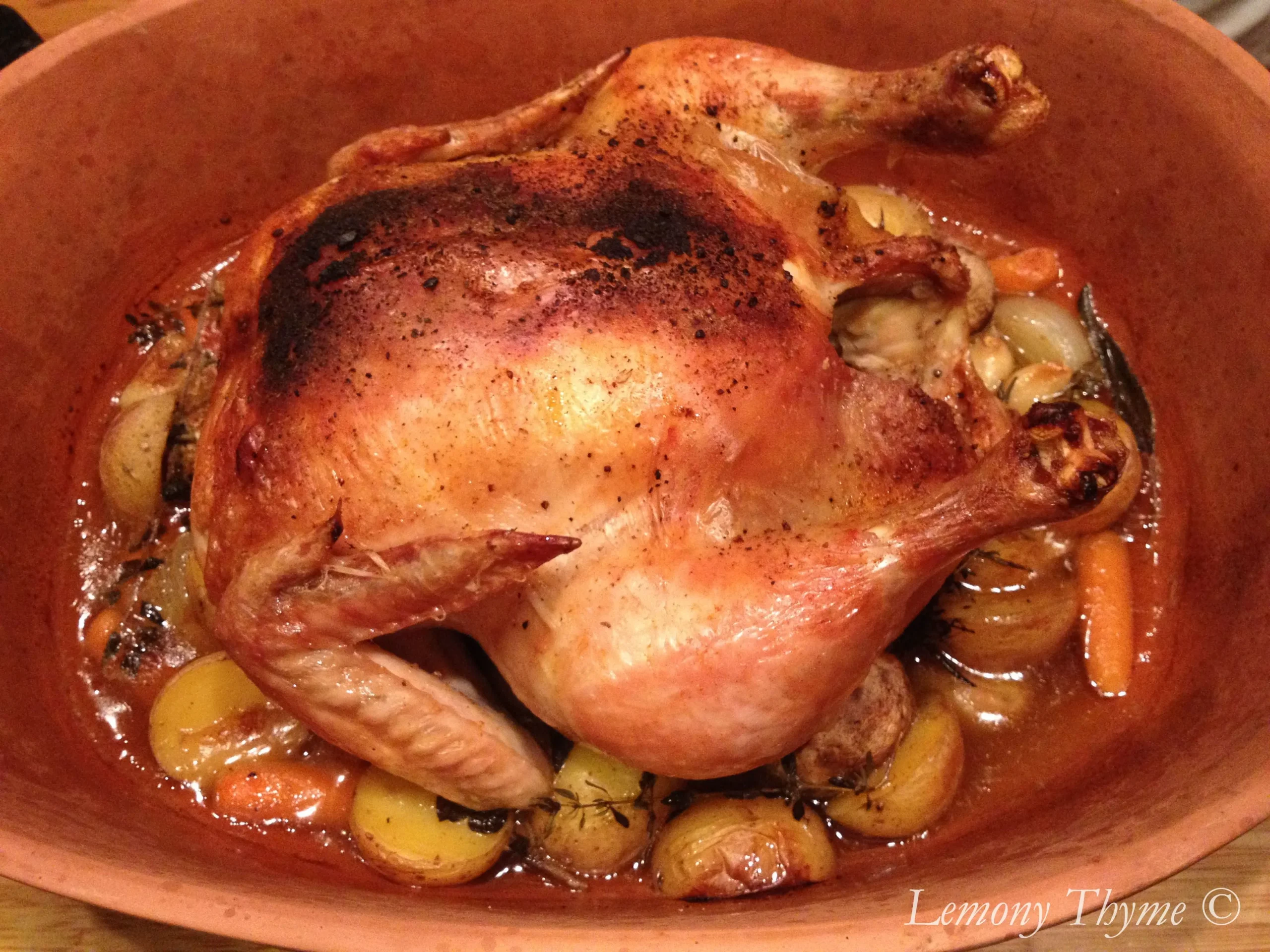 Roast Chicken in Clay Baker