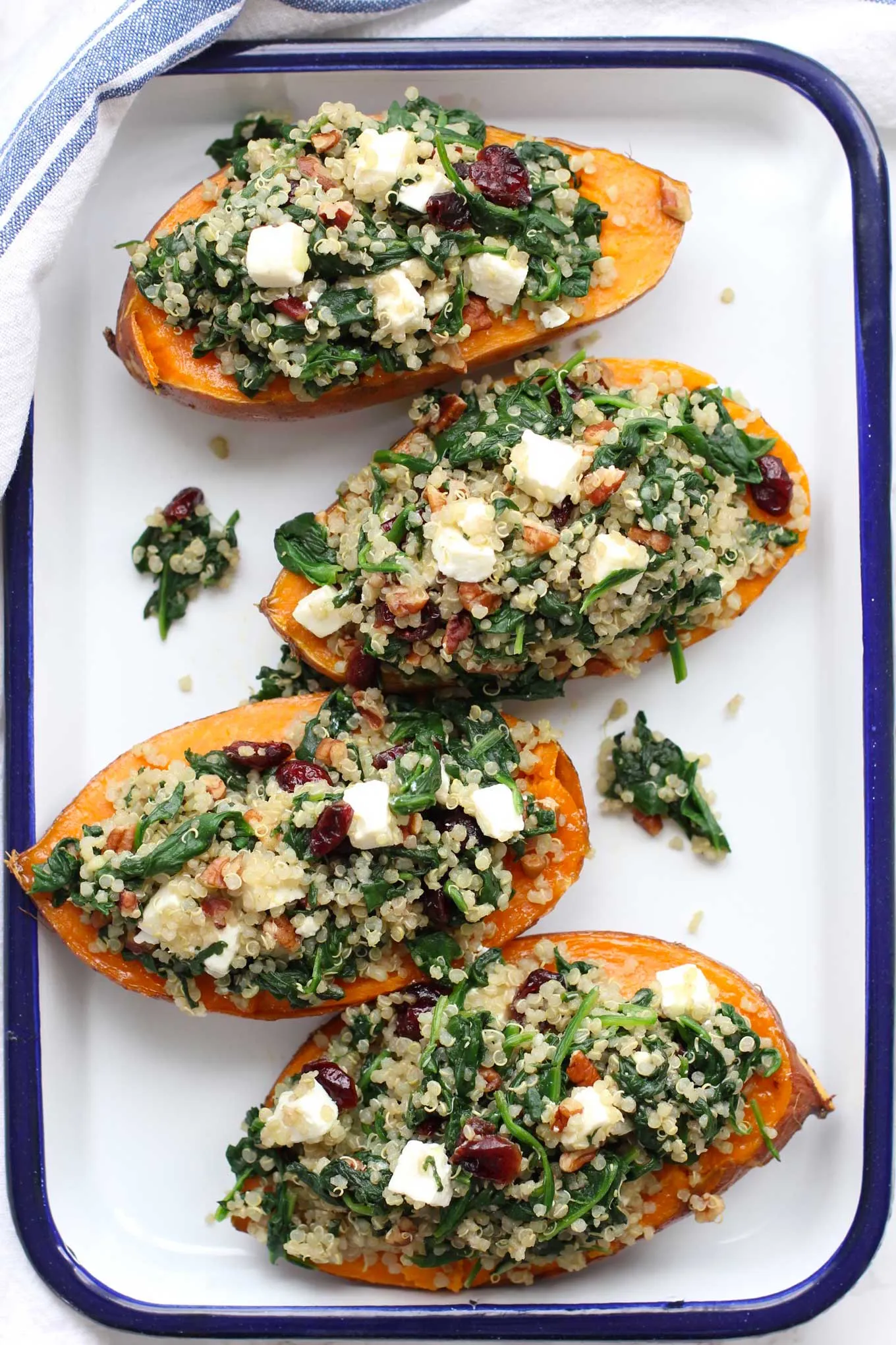 Roast Sweet Potato with Chorizo and Spinach
