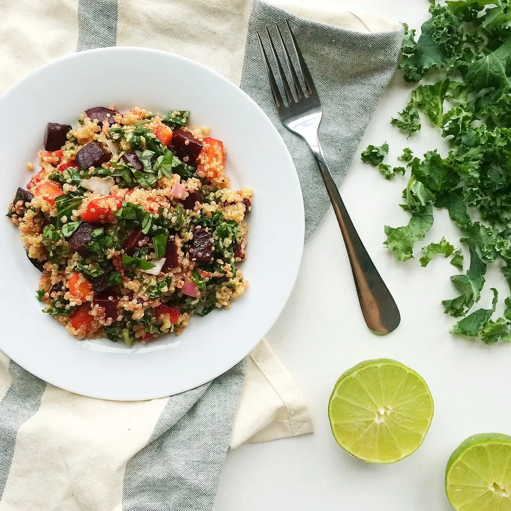 Roasted Beet Quinoa and Carrot Salad