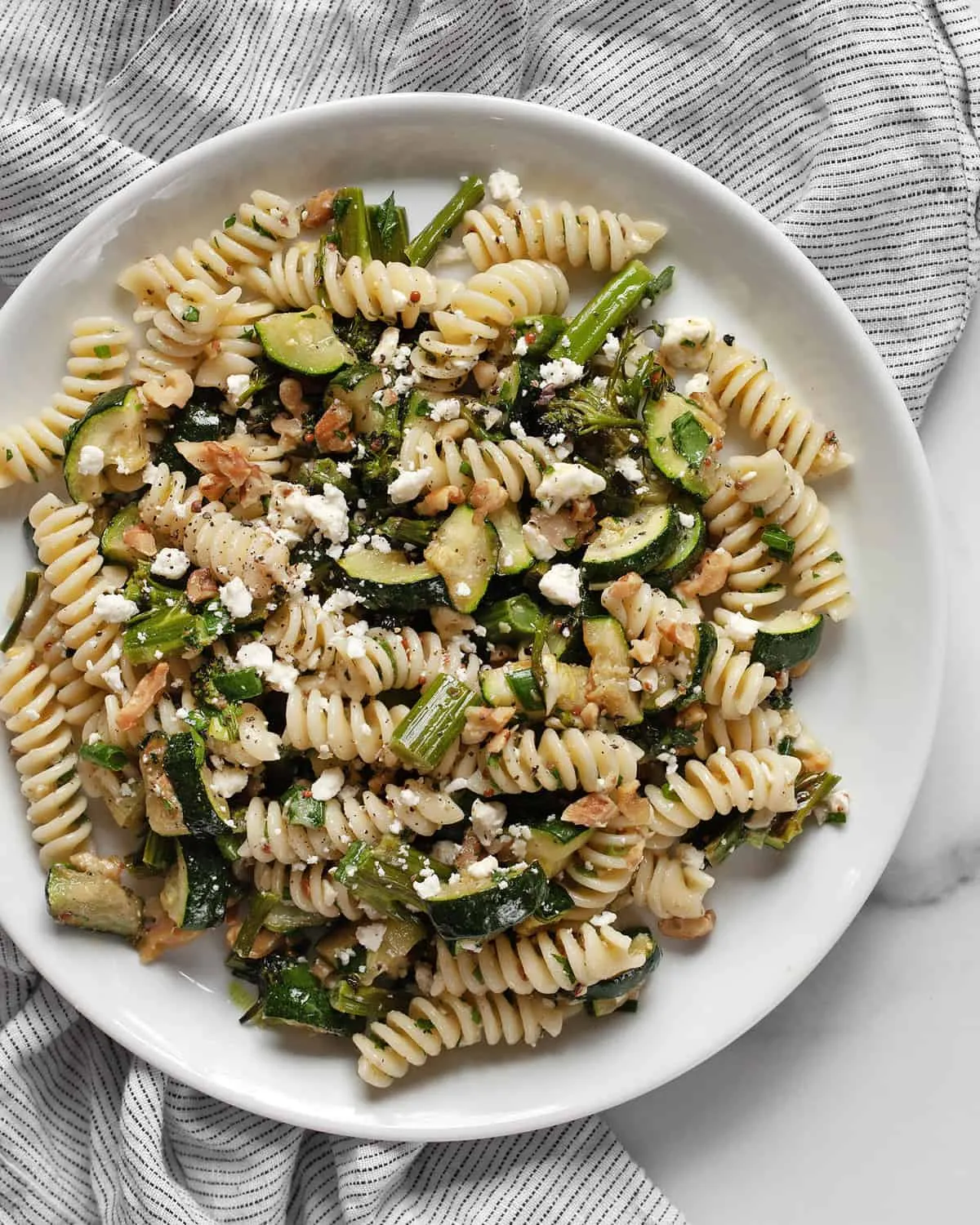 Roasted Broccolini Zucchini Pasta Salad