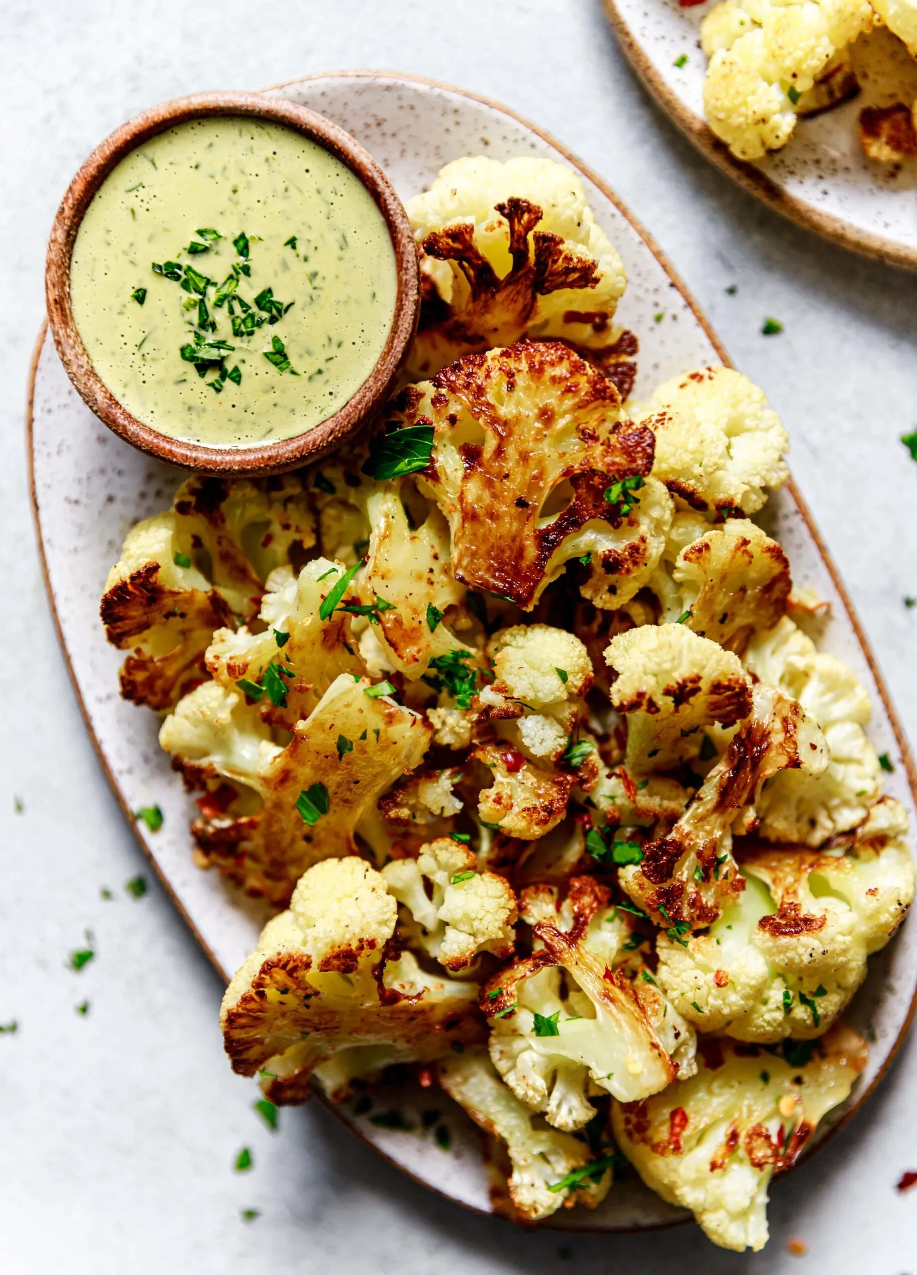 Roasted Cauliflower with Curried Tahini Sauce