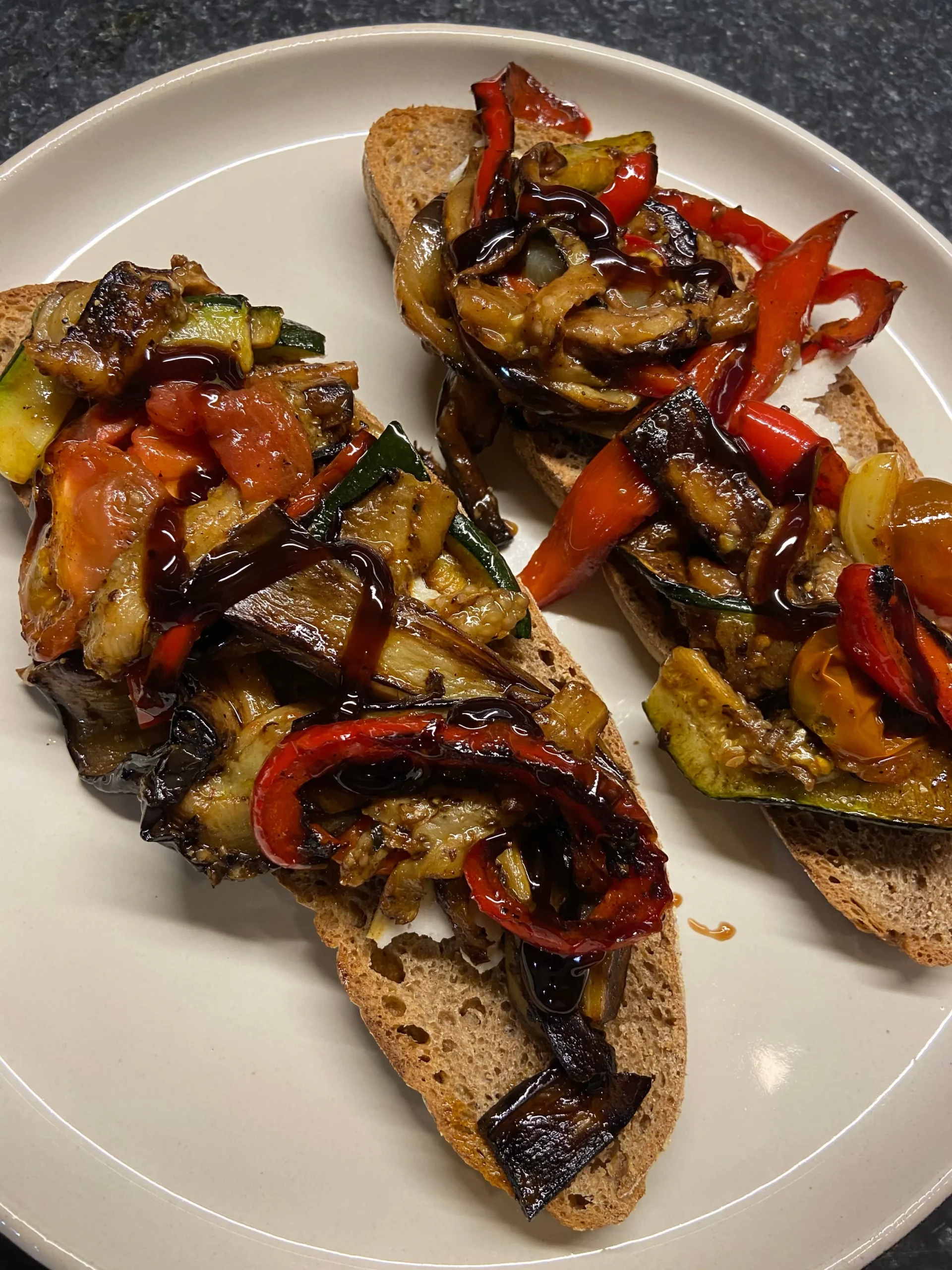 Roasted Eggplant with Mozzarella and a Balsamic Glaze