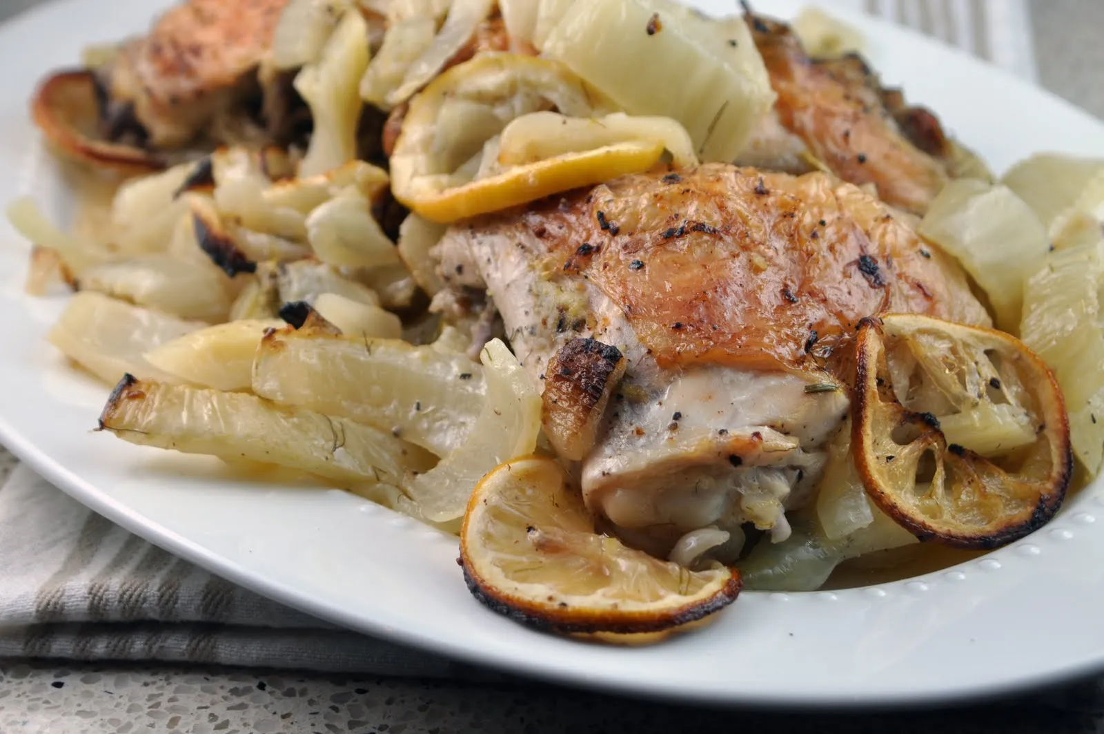 Roasted Lemon Fennel Chicken Thighs