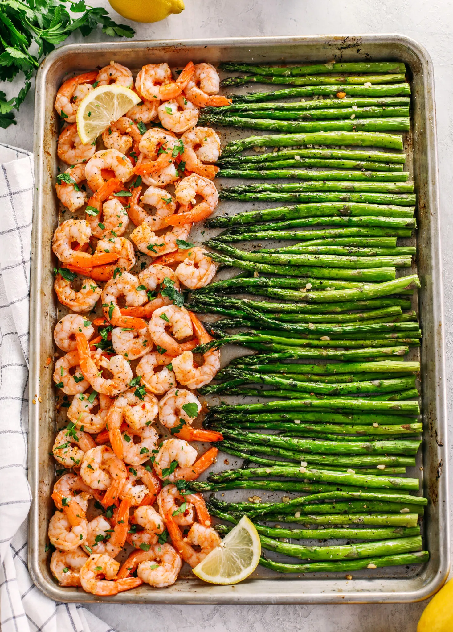 Roasted Lemon Garlic Shrimp and Asparagus