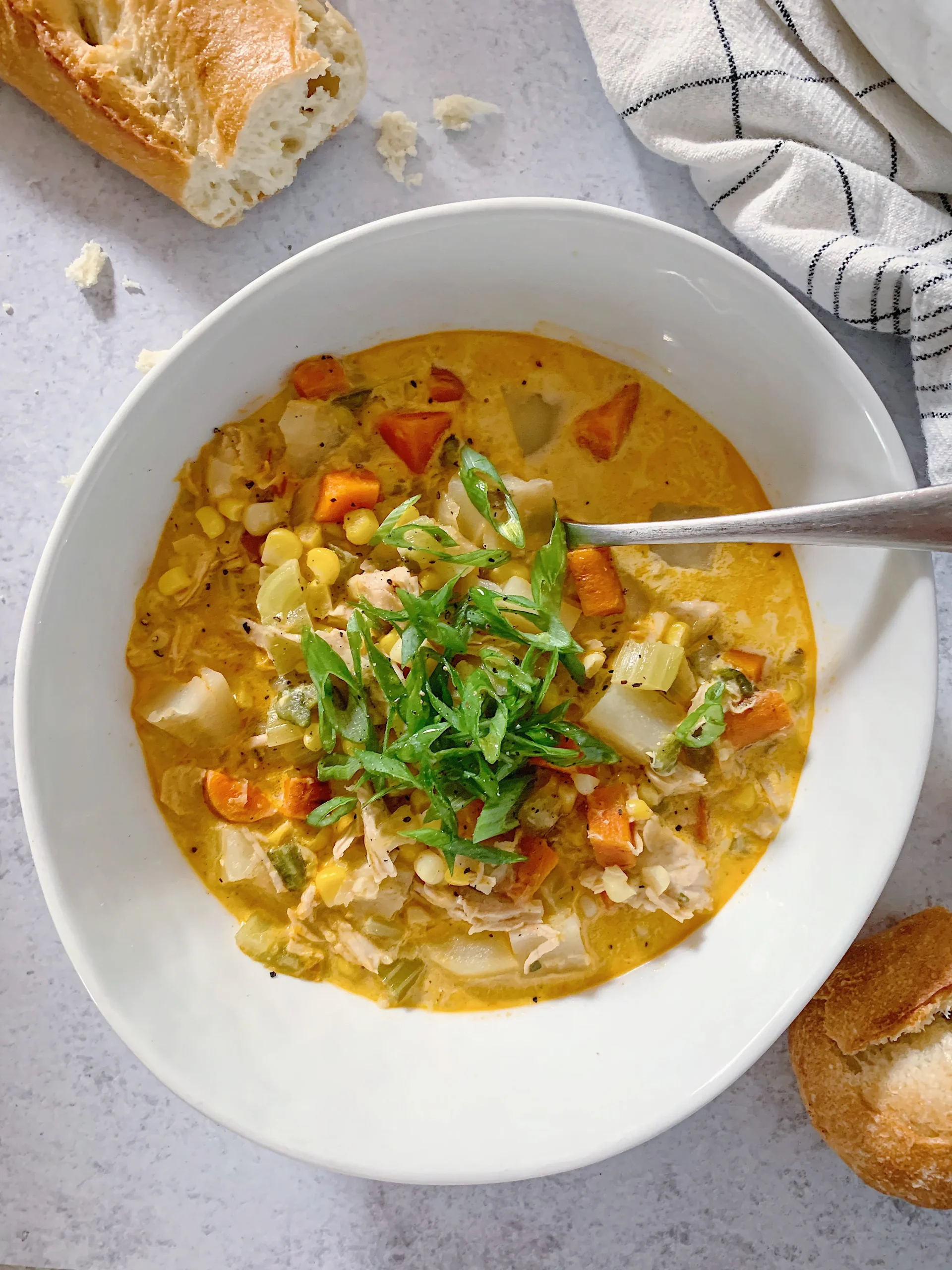 Roasted Poblano Chicken and Corn Chowder