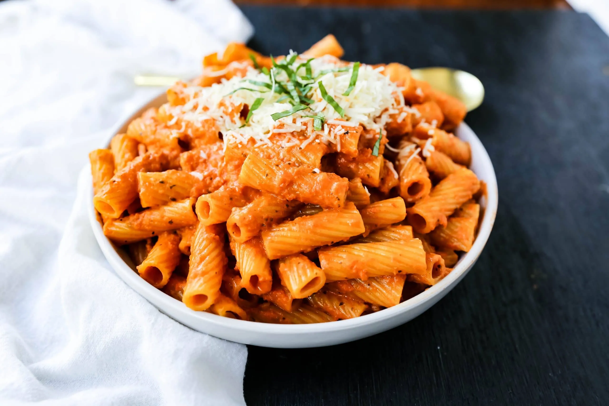 Roasted Red Pepper Parmesan Fettuccine