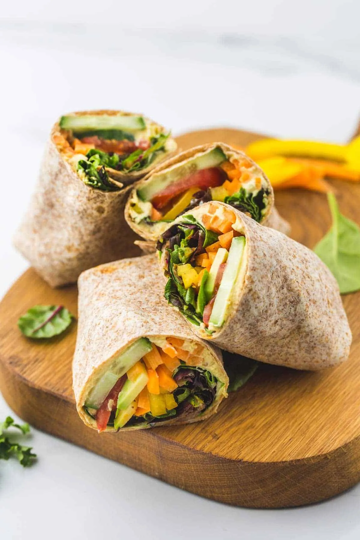 Roasted Vegetable Hummus Wraps