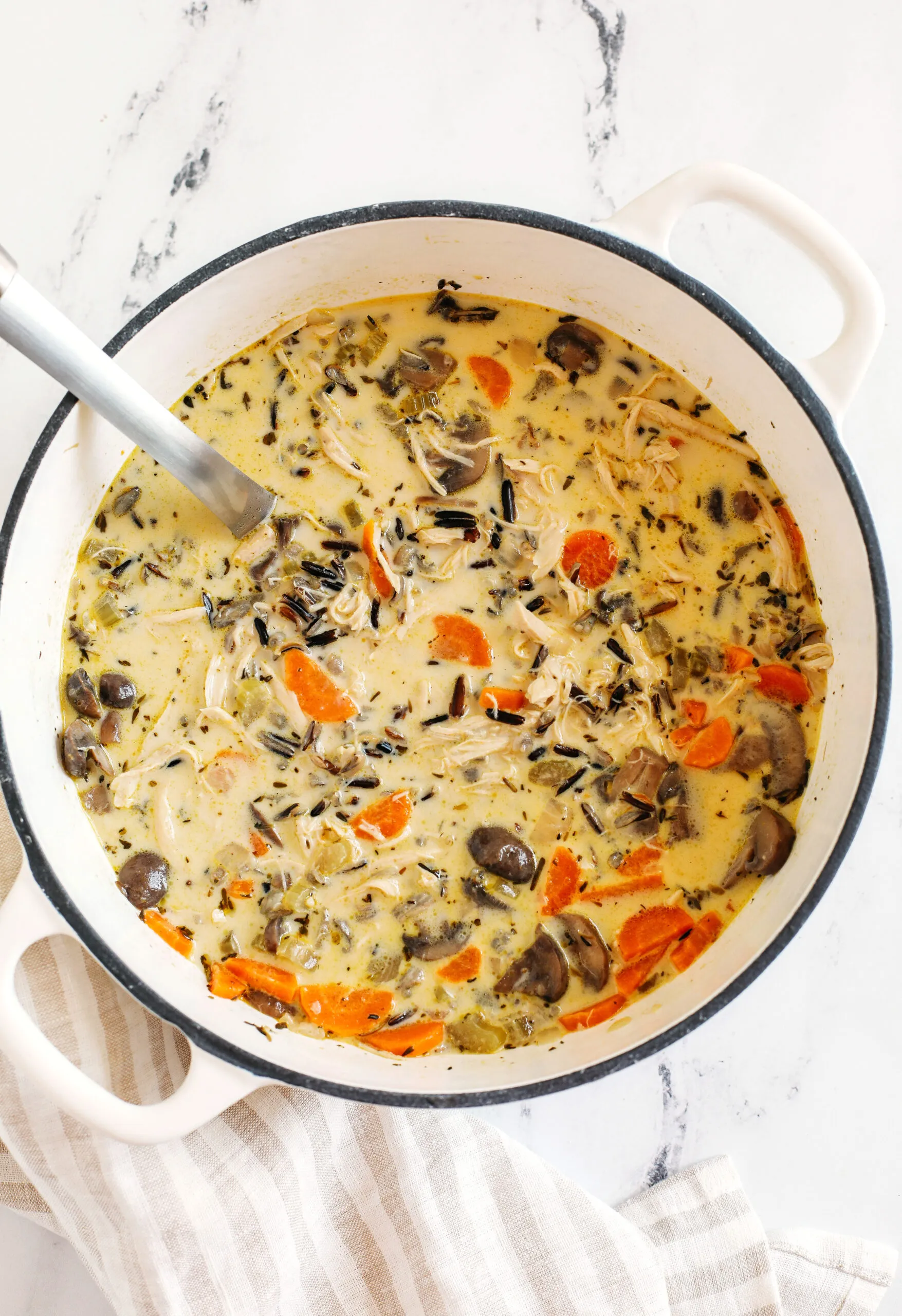 Rustic Creamy Wild Rice and Portabella Chicken Soup
