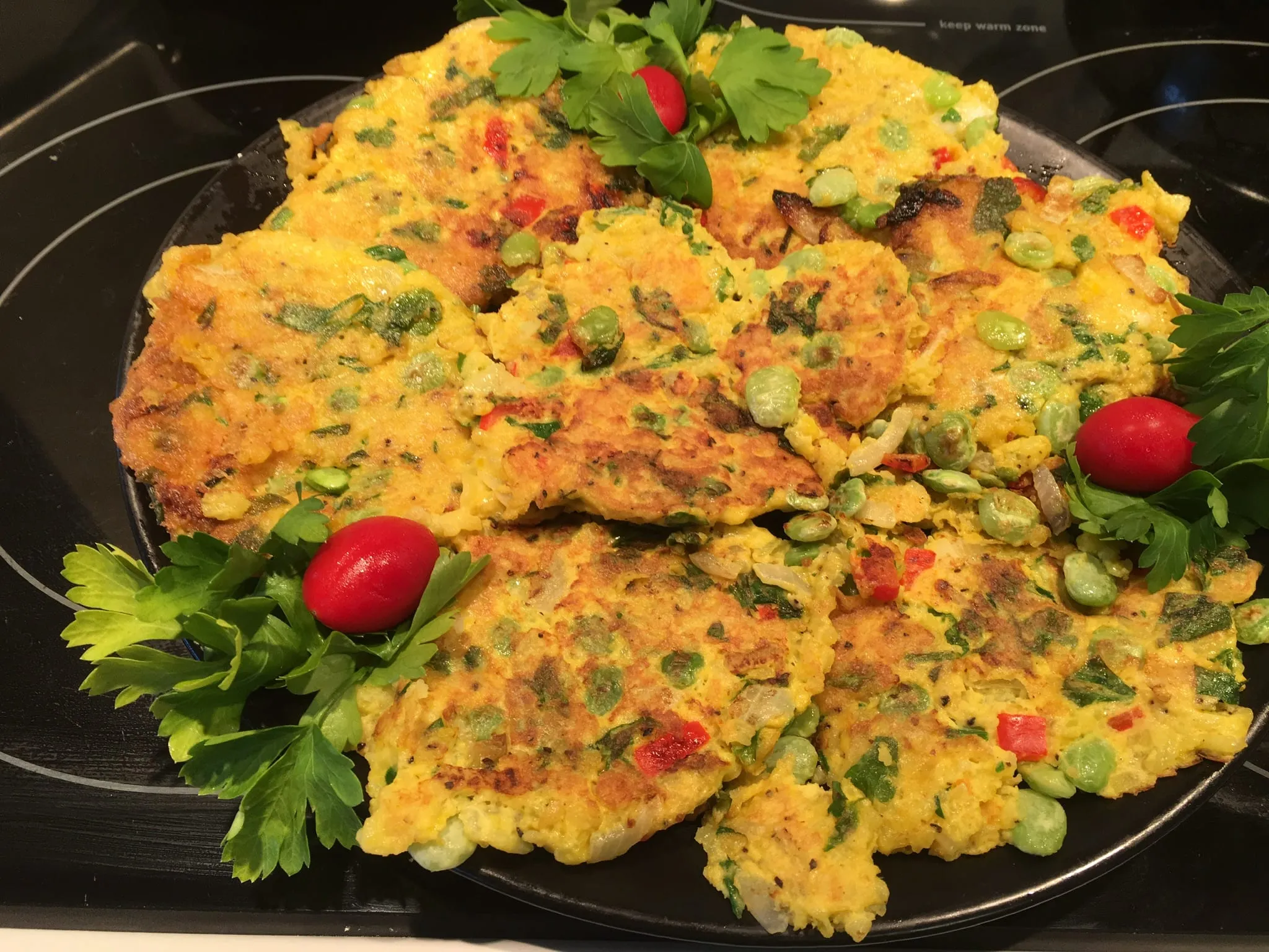 Saffron Latkes with Herbed Feta and Pomegranate