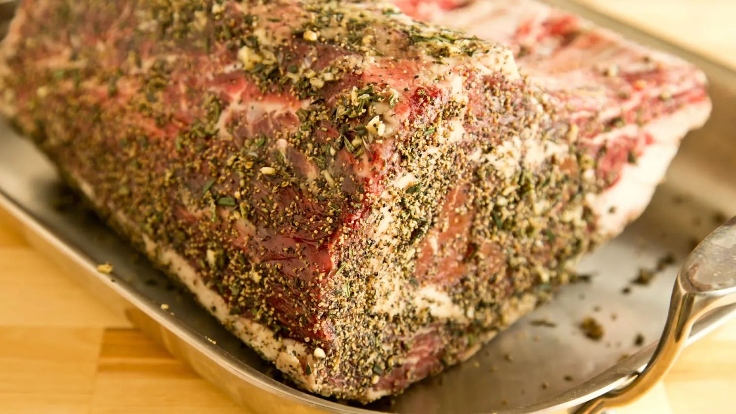 Sage Crusted Standing Rib Roast with Gorgonzola Cream Sauce