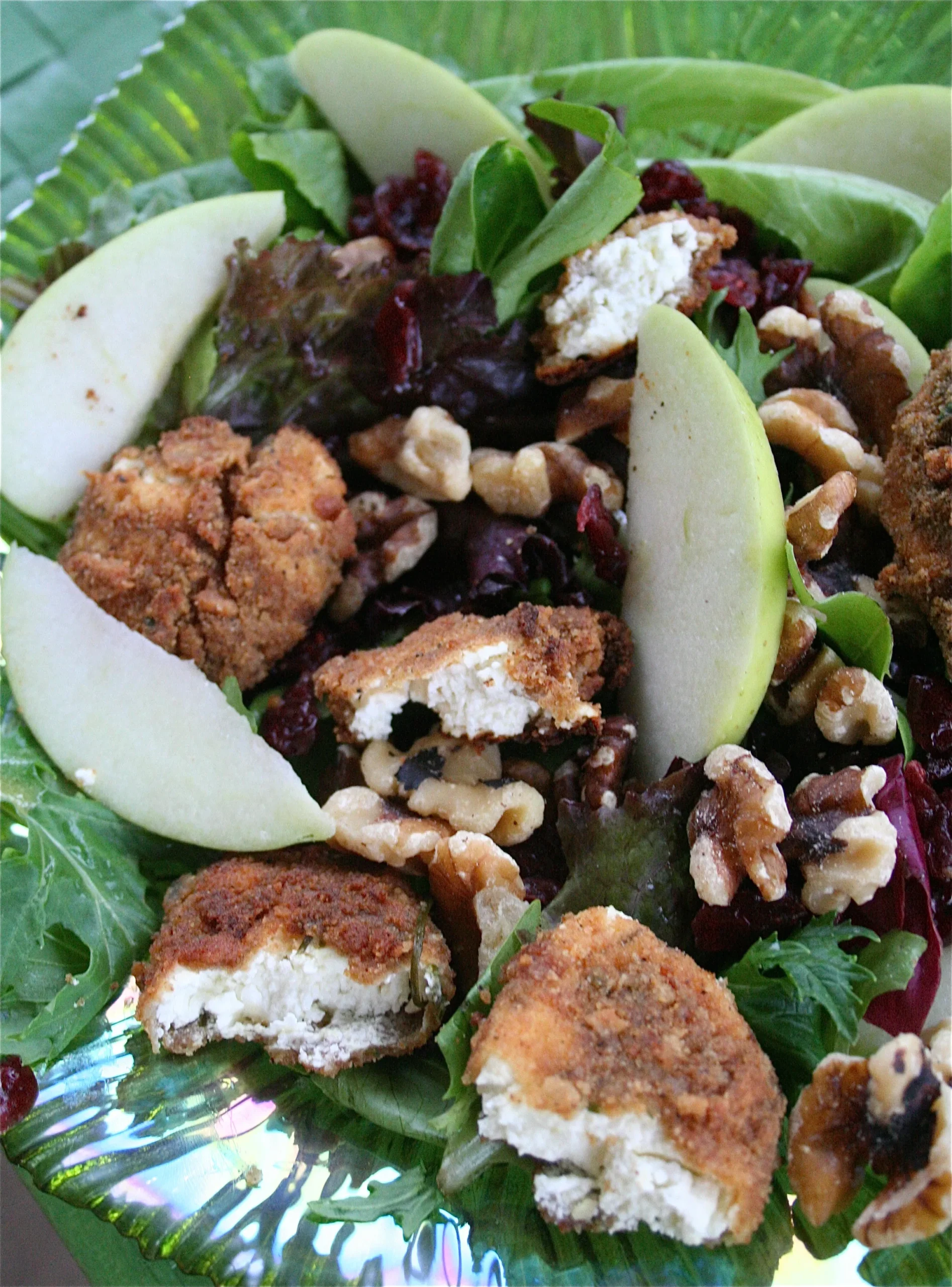 Salad with Herbed Baked Goat Cheese and Vinaigrette