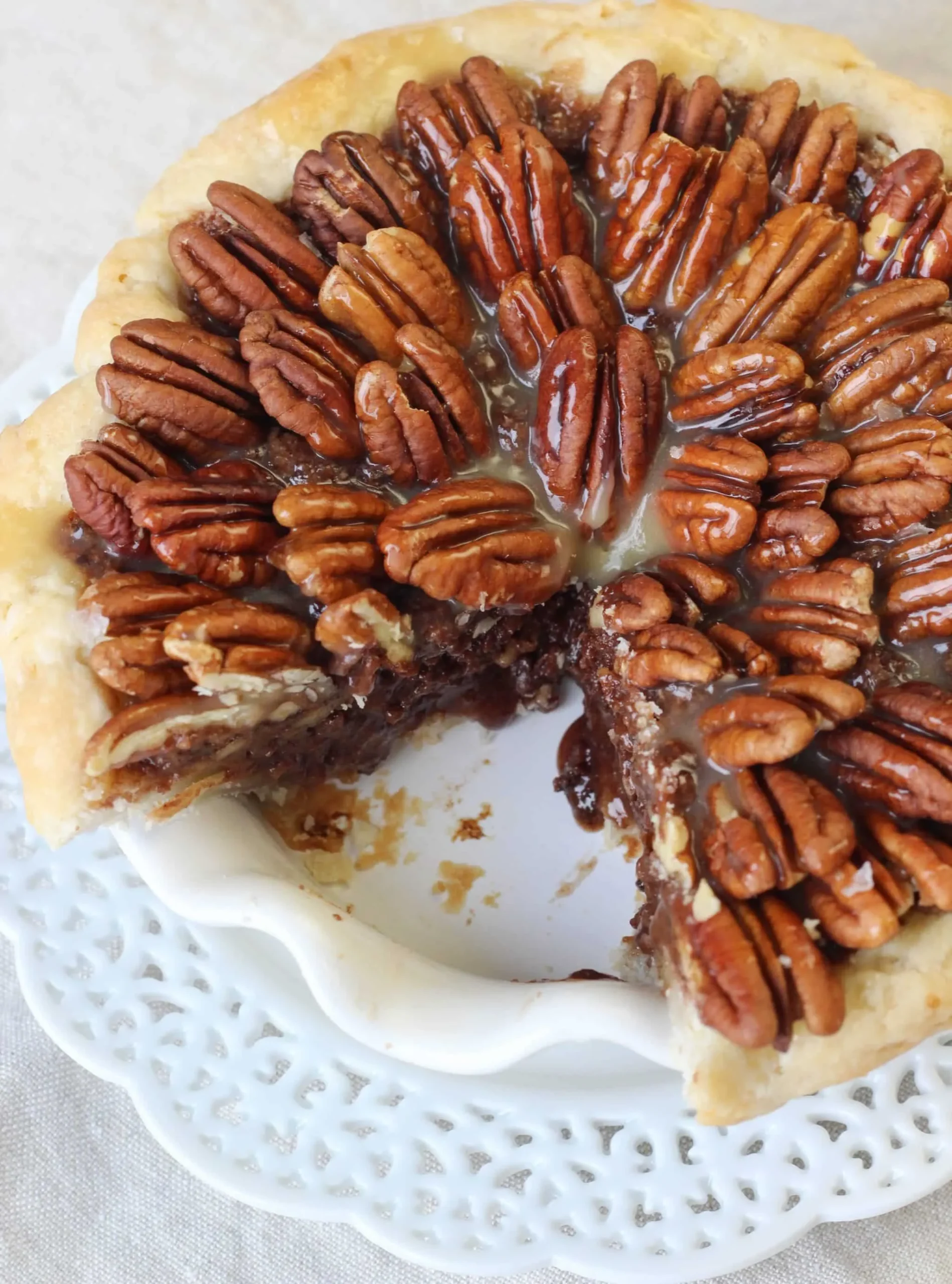 Salted Caramel Pecan Chocolate Pie