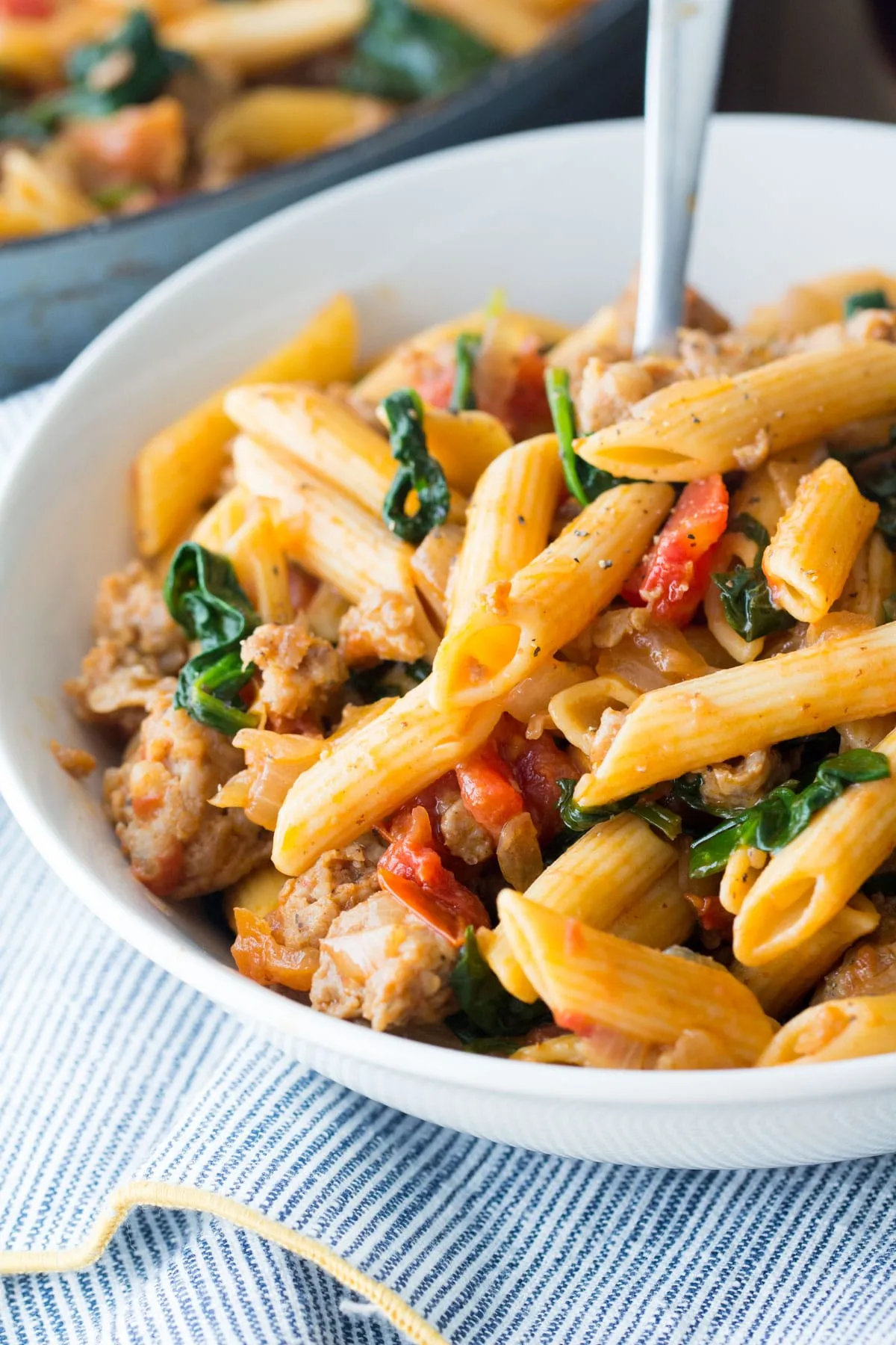 Sausage Meat and Spinach Pasta