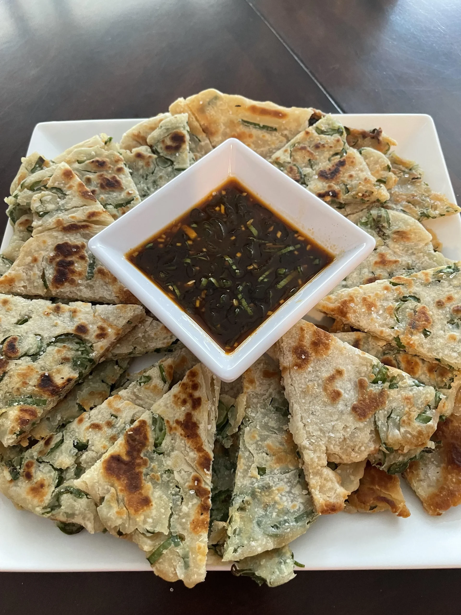 Scallion Pancakes with Dipping Sauce