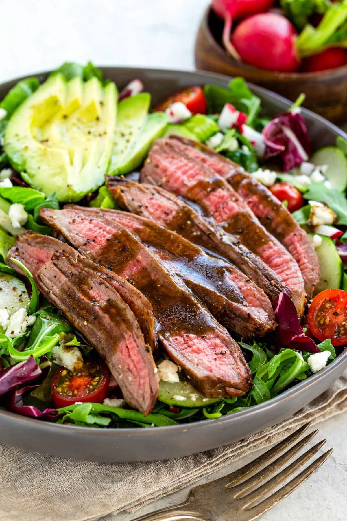 Seared Steak Salad with Honey Habanero Tomato Dressing