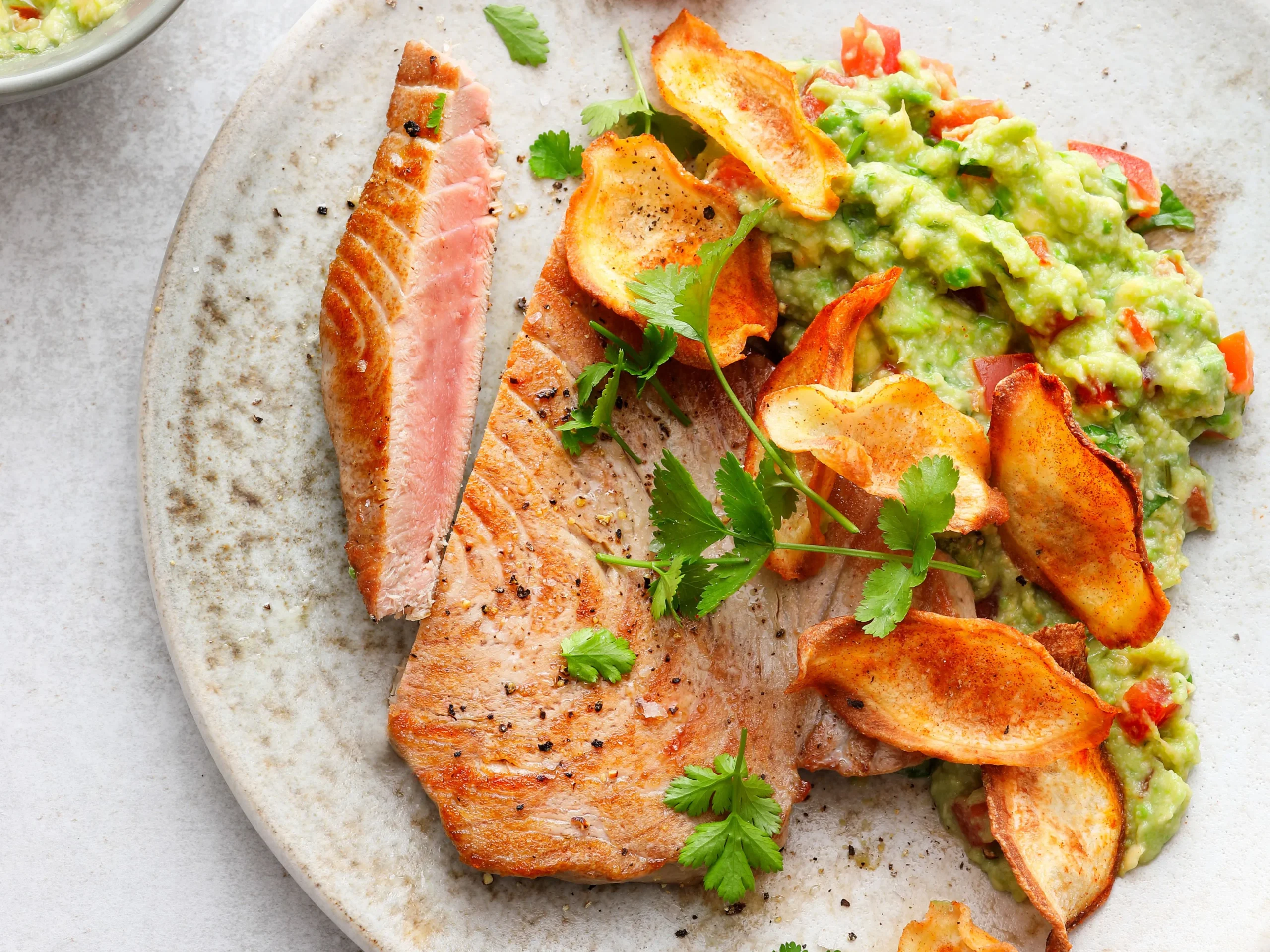 Seared Tuna with Avocado Salsa Verde