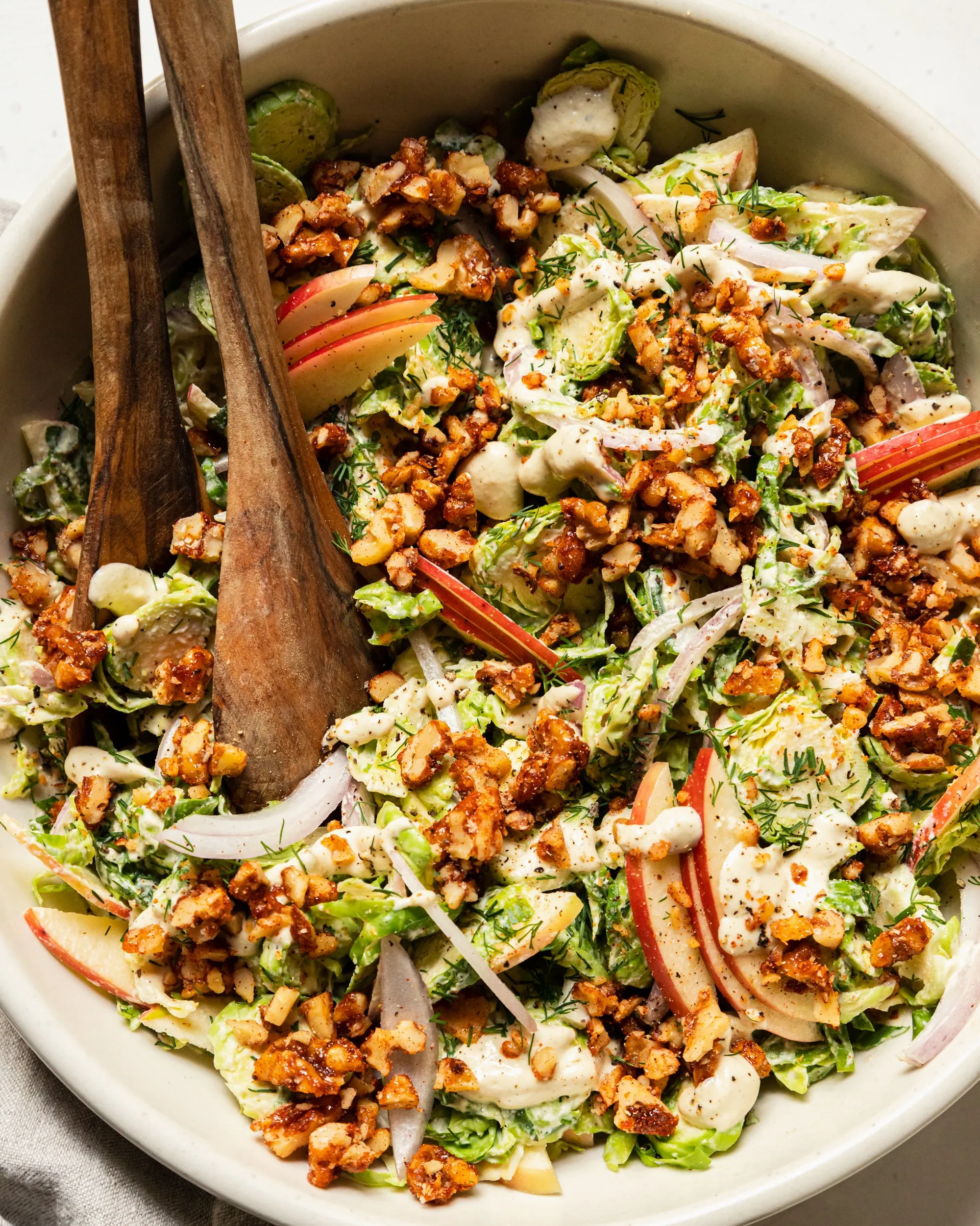 Shaved Brussels Sprout Salad with Creamy Garlic Dressing