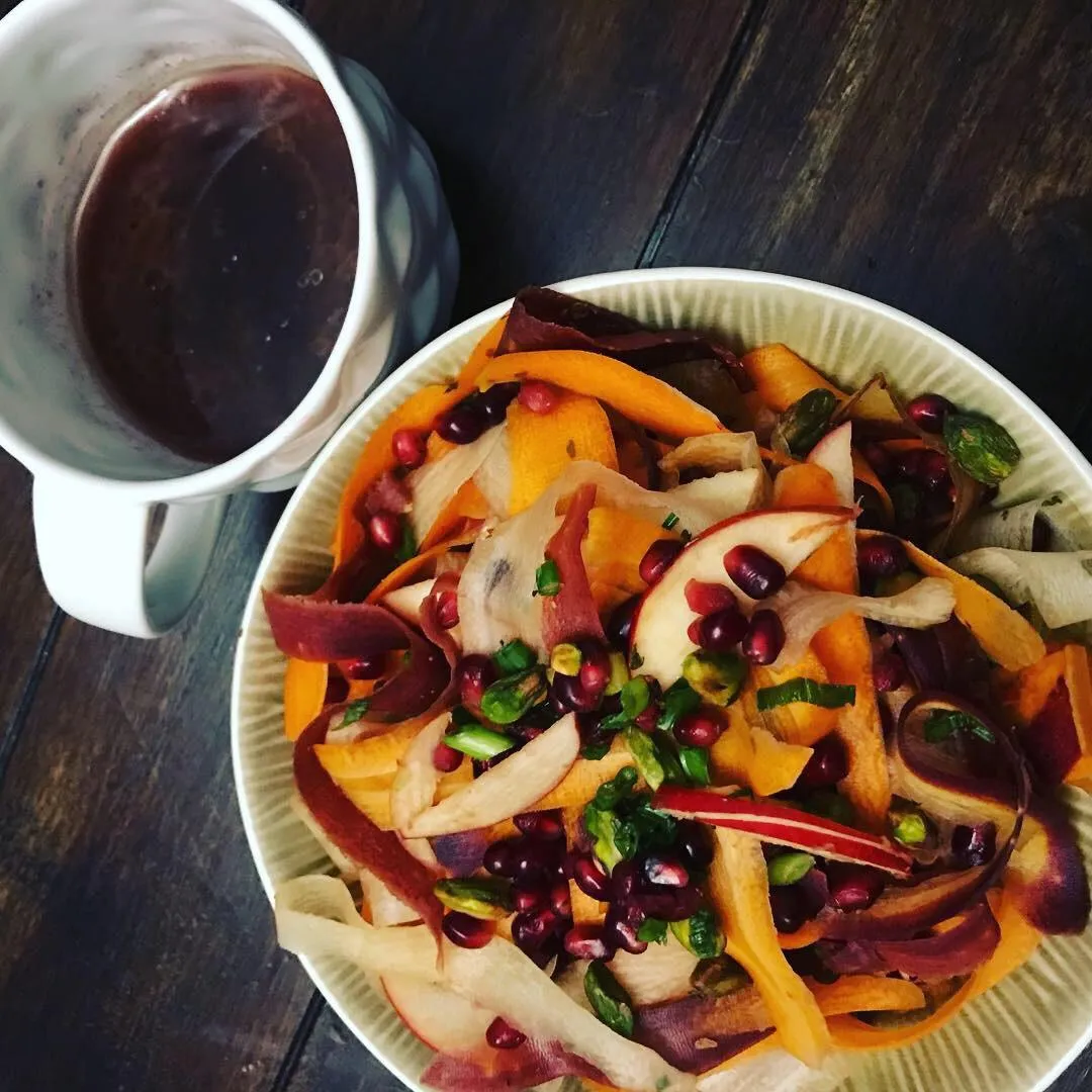 Shaved Carrot Salad with Pistachio and Pomegranate Vinaigrette