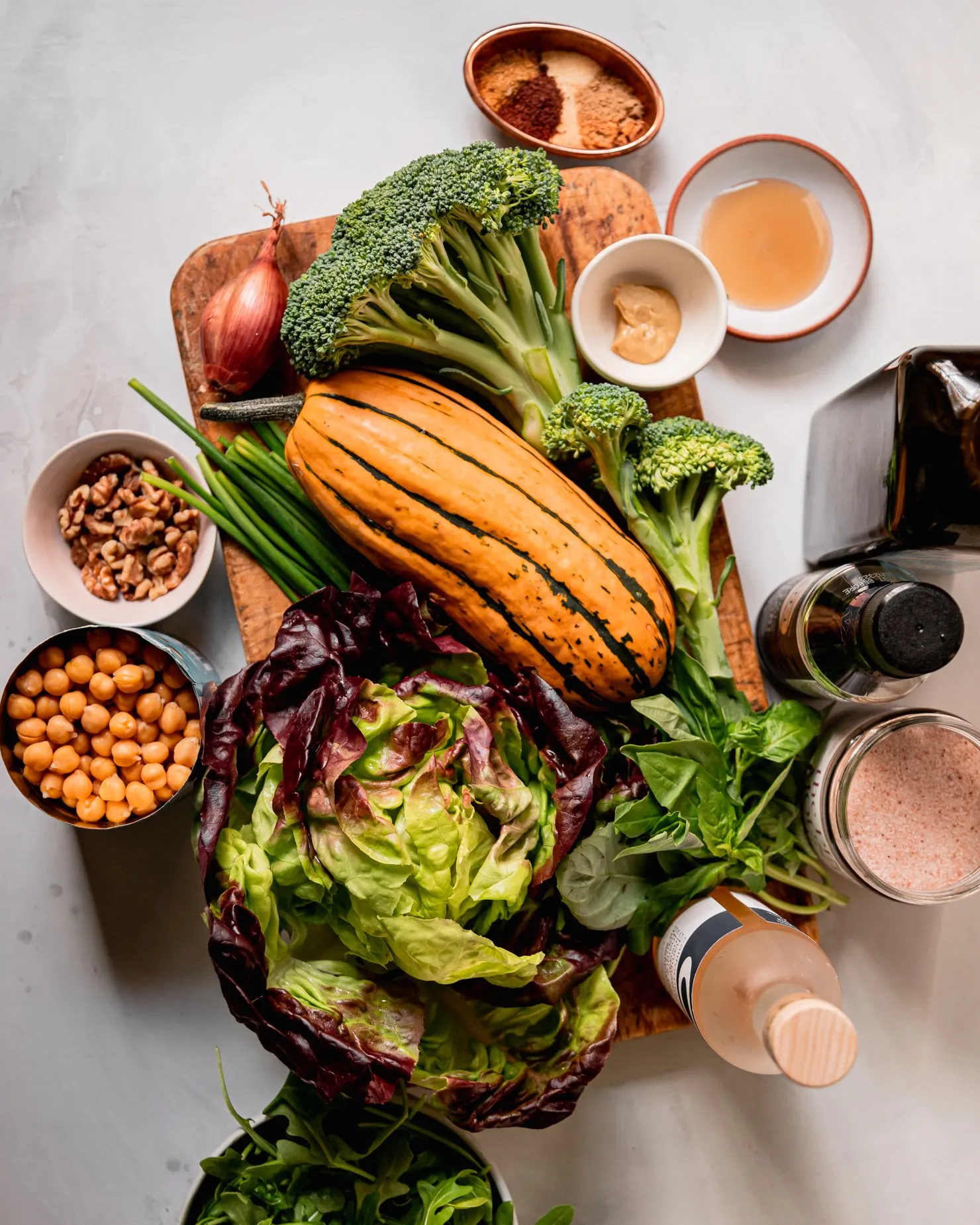 Sheet Pan Salad with Creamy Shallot Herb Dressing