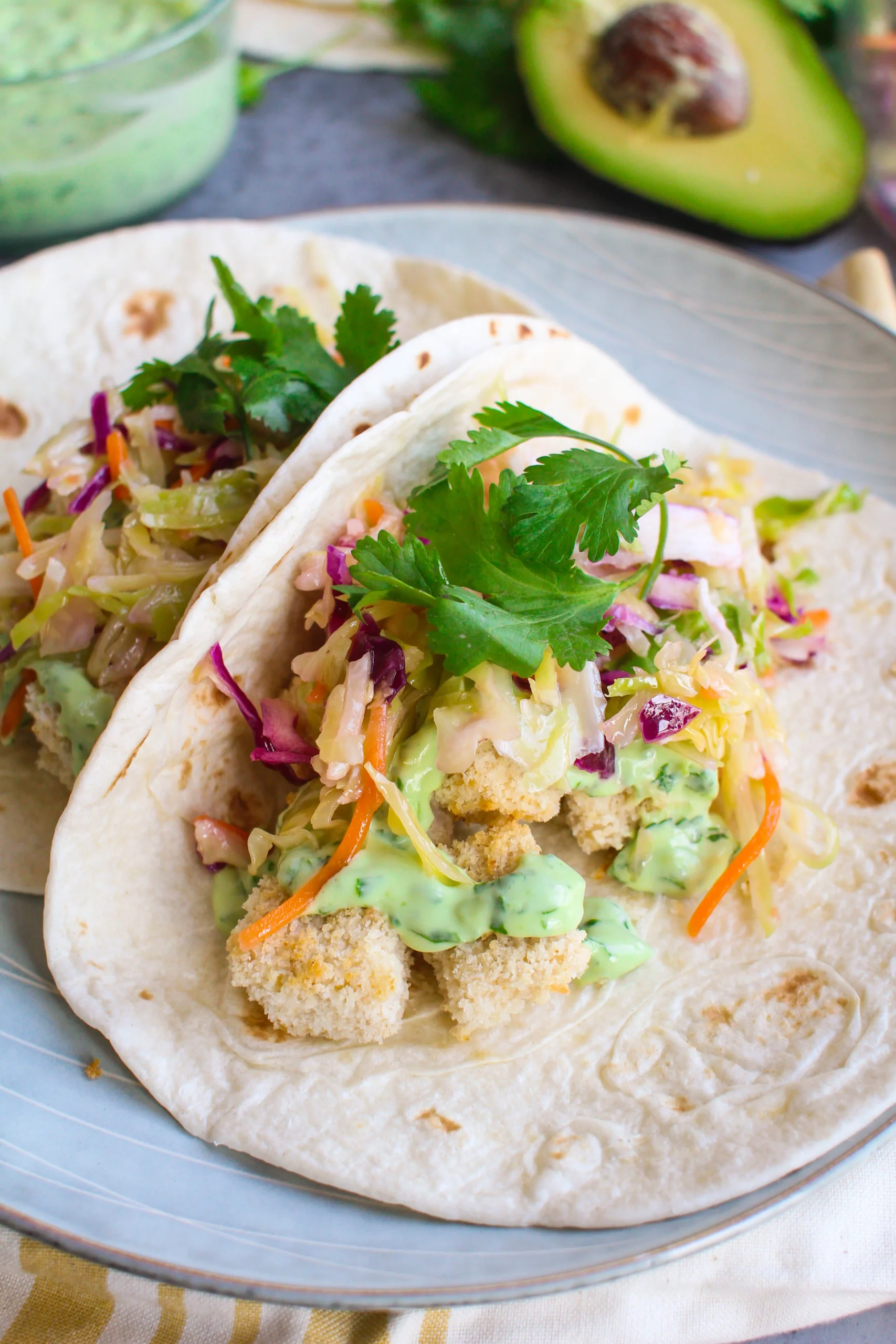 Sheet Pan Tofu Tacos Peach Kale Slaw