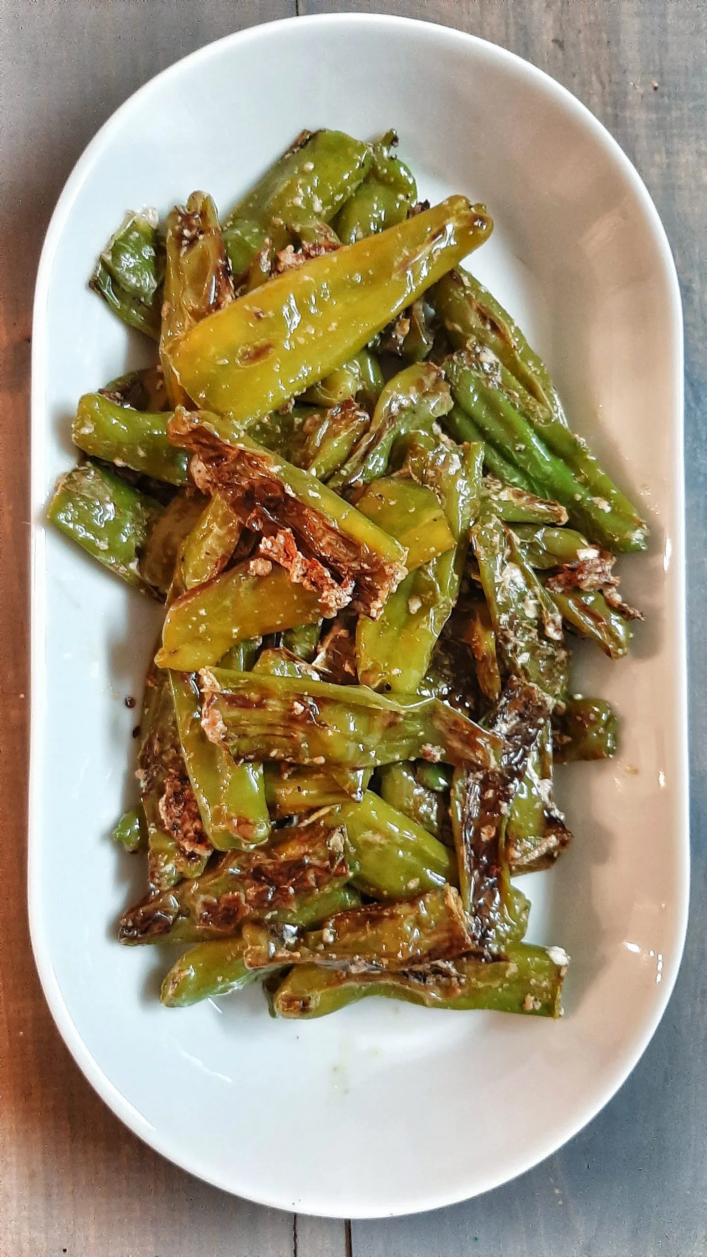 Shishito Peppers with Goat Cheese Chili Sauce