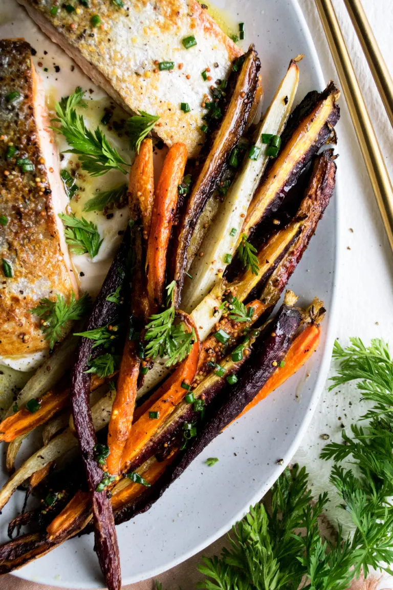 Simple Salmon Dinner with Roasted Carrots