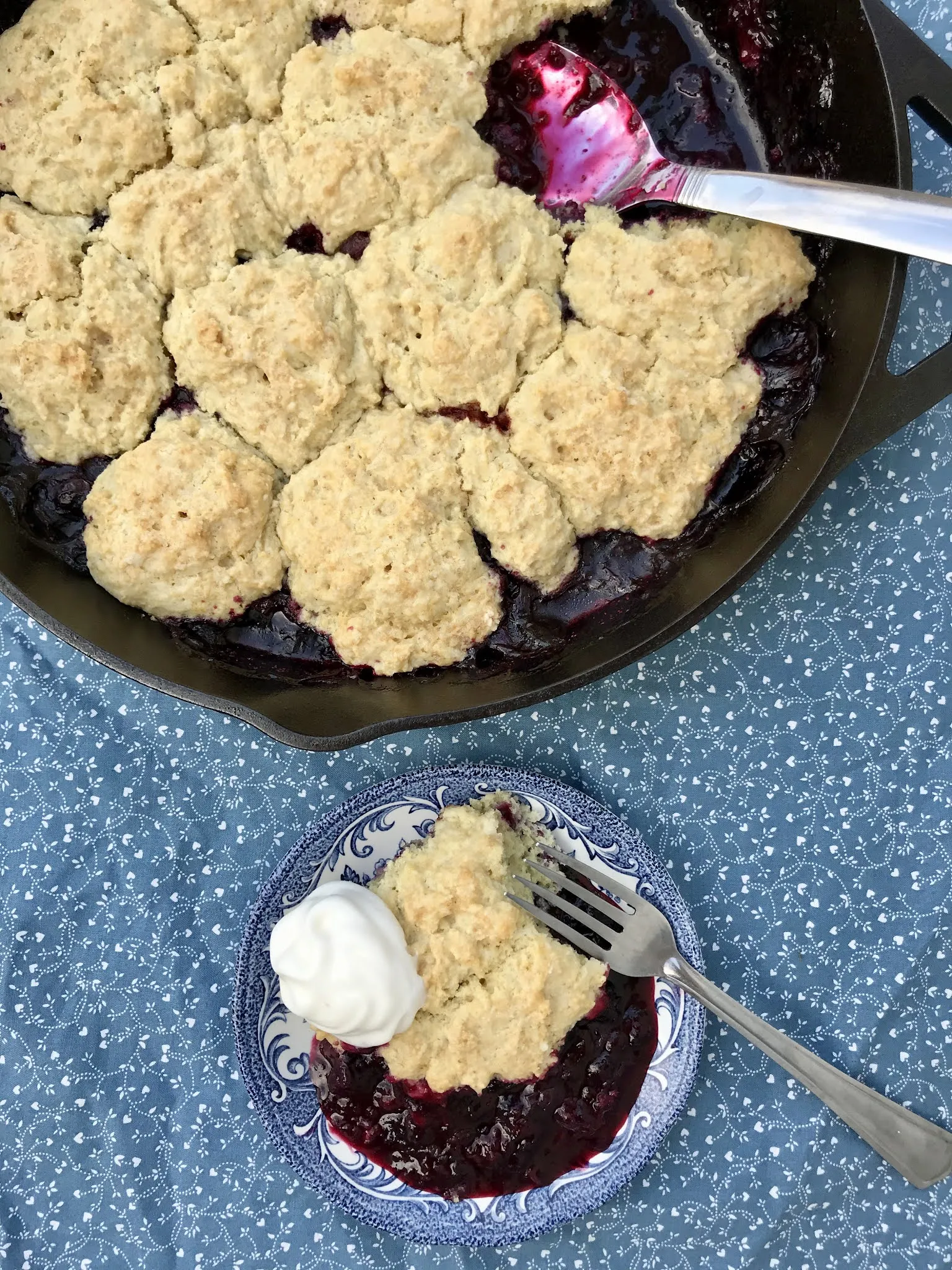 Skillet Blueberry Cobbler with Cinnamon Biscuits