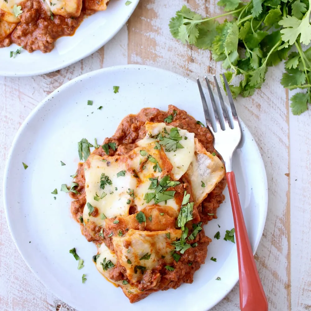 Skillet Sriracha Beef Enchiladas