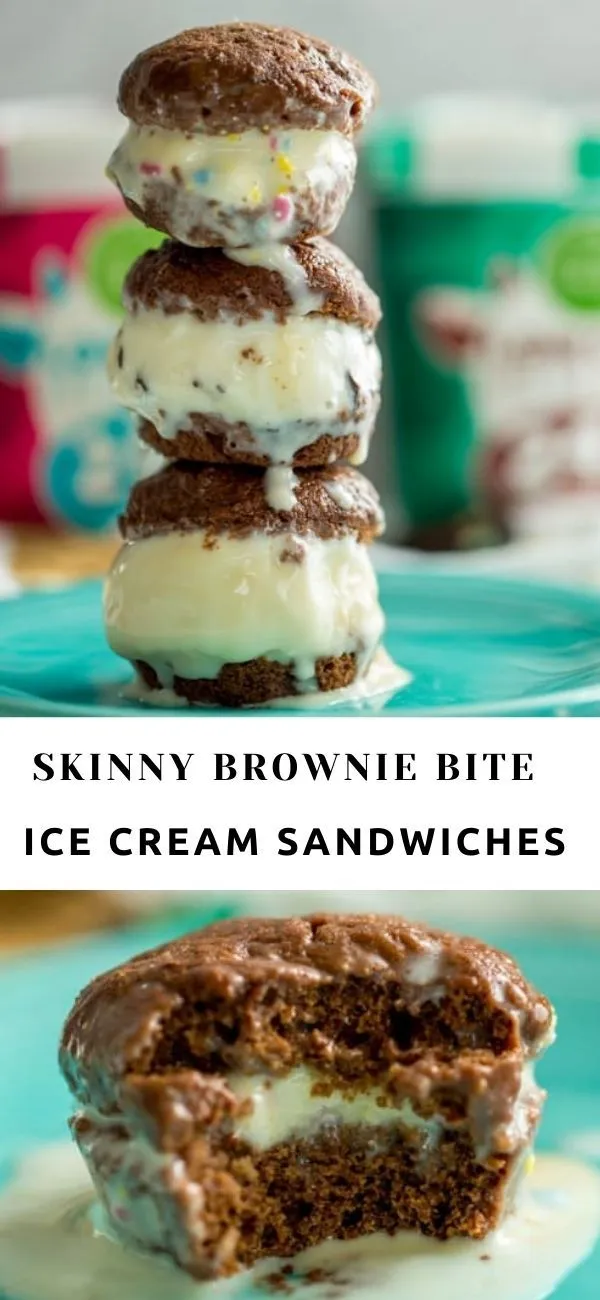 Skinny Brownie Bite Ice Cream Sandwiches