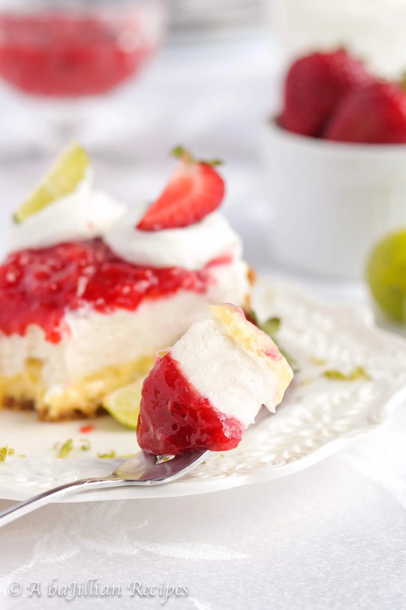 Slab Crust Key Lime Pie with Strawberry Cream