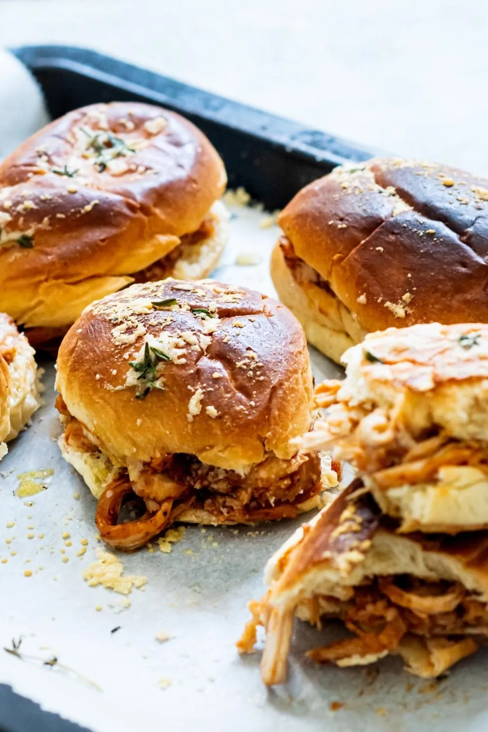 Slow Cooker BBQ Hawaiian Roll Chicken Sliders