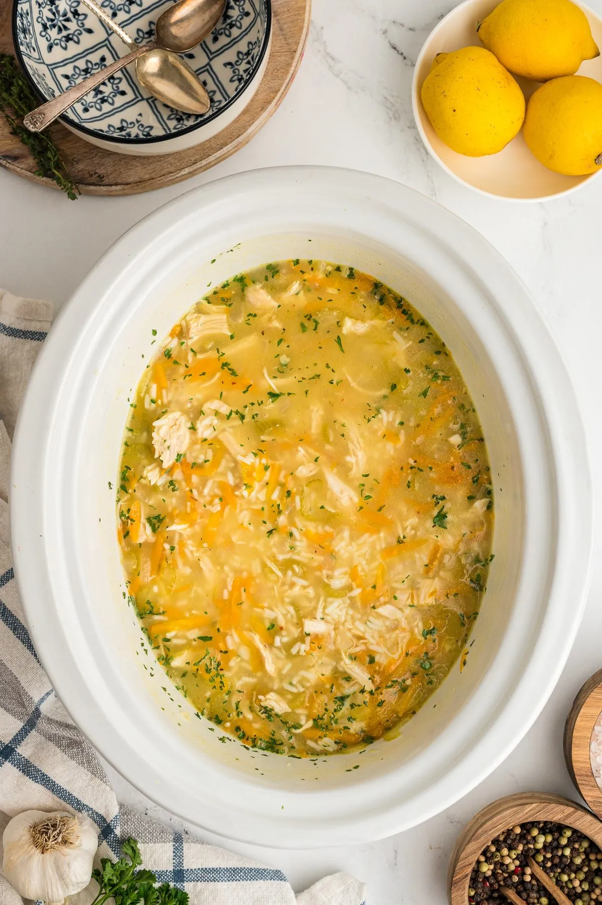 Slow Cooker Chicken Lemon Rice Soup