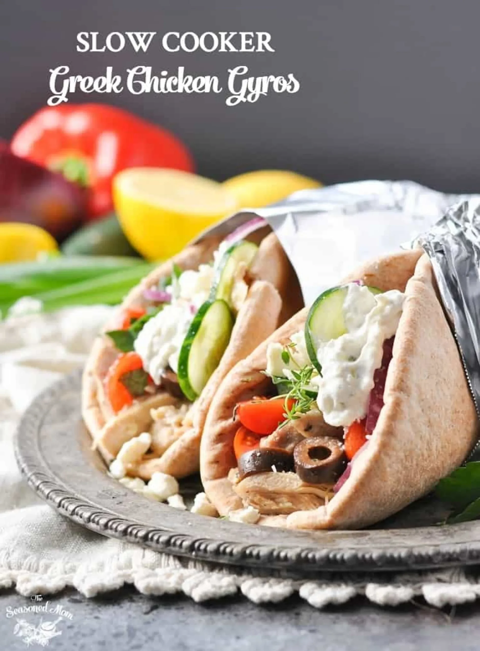 Slow Cooker Greek Chicken Gyros