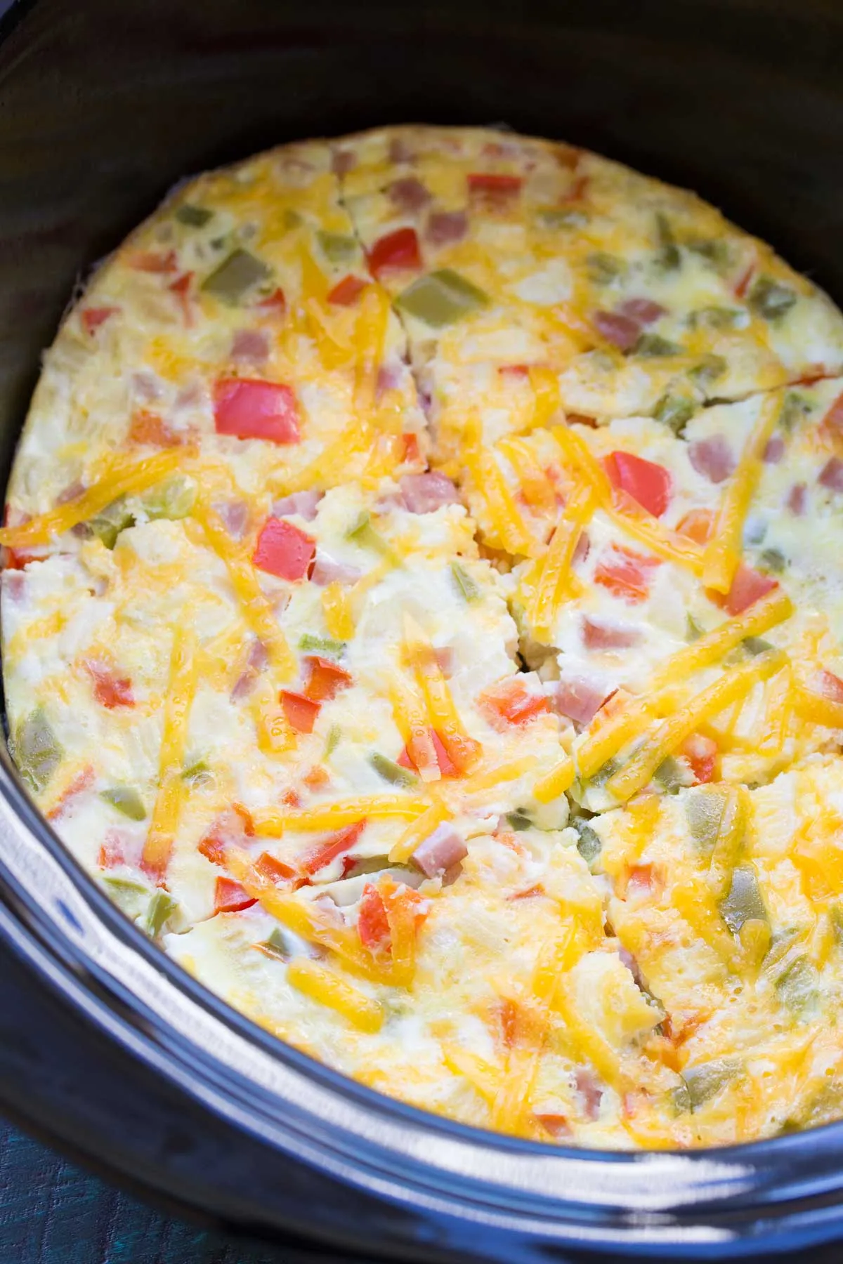 Slow Cooker Ham and Swiss Frittata