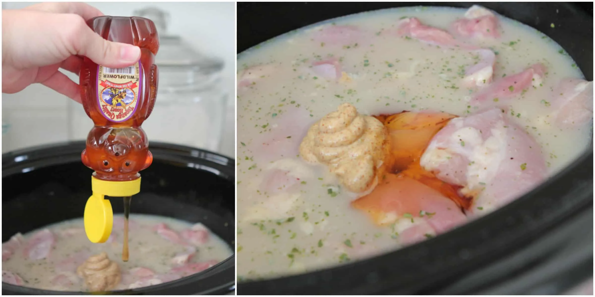 Slow Cooker Honey Dijon Chicken over Garlic Pasta