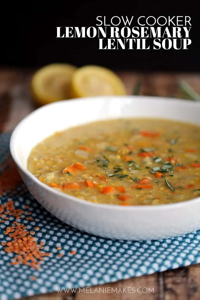 Slow Cooker Lemon Rosemary Lentil Soup